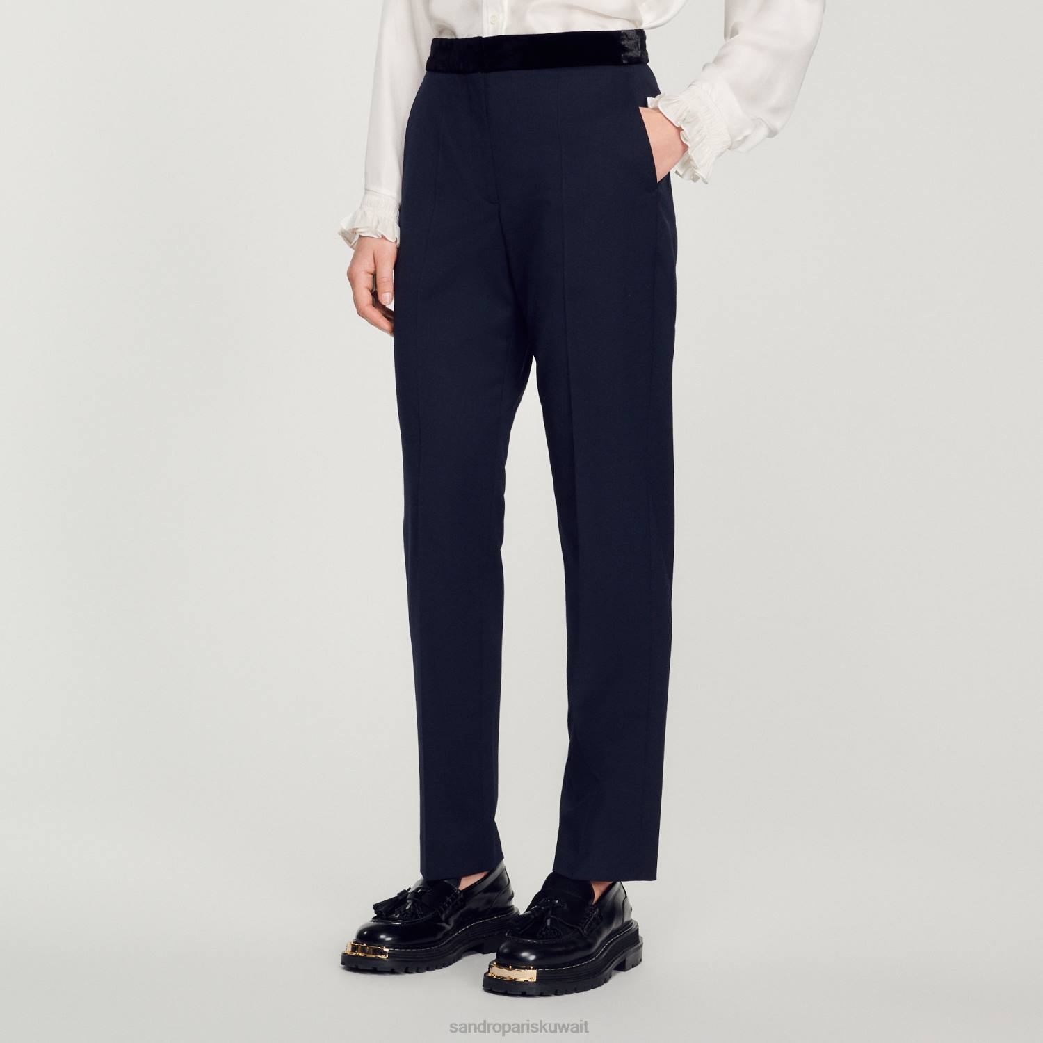 ثياب Sandro Paris السراويل الكلاسيكية بلو العميق نحيف ZJ00440