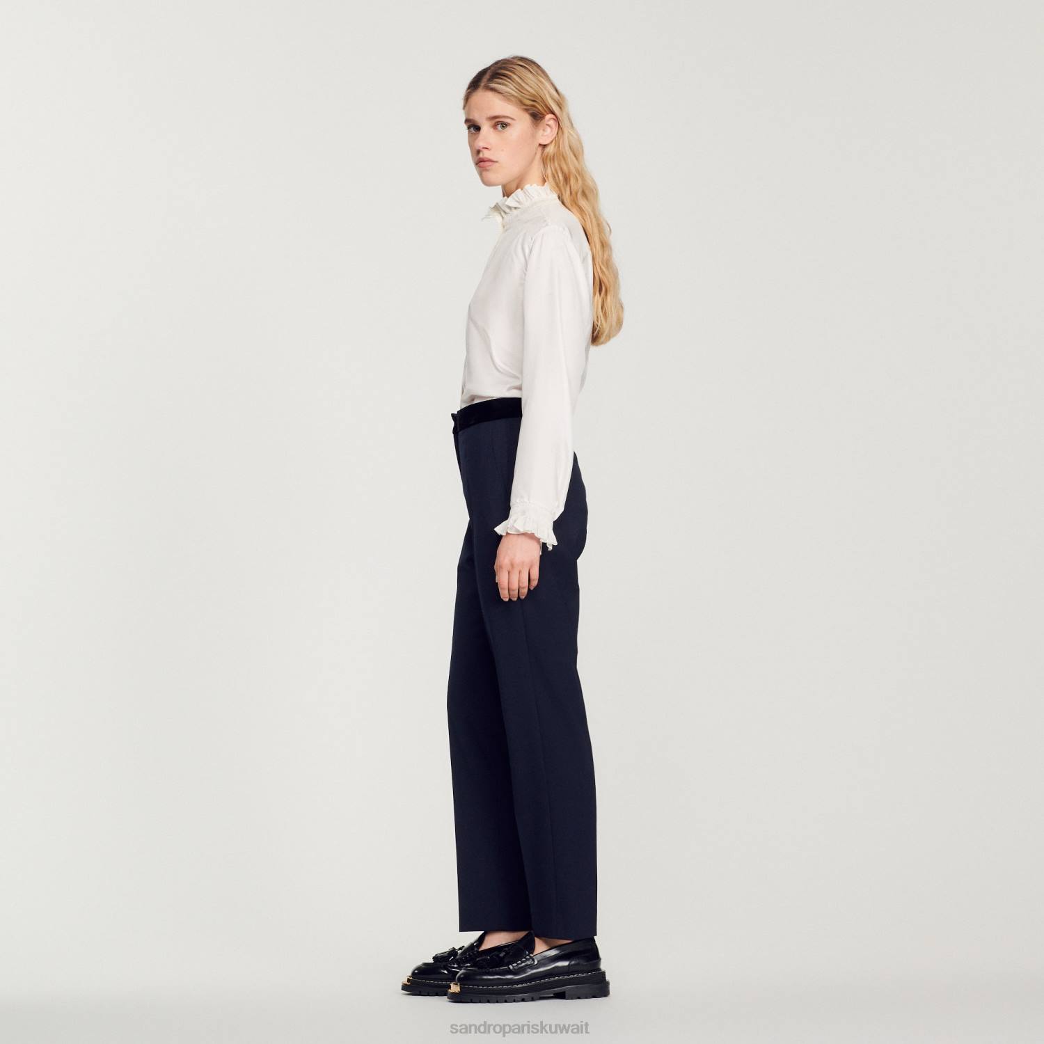 ثياب Sandro Paris السراويل الكلاسيكية بلو العميق نحيف ZJ00440