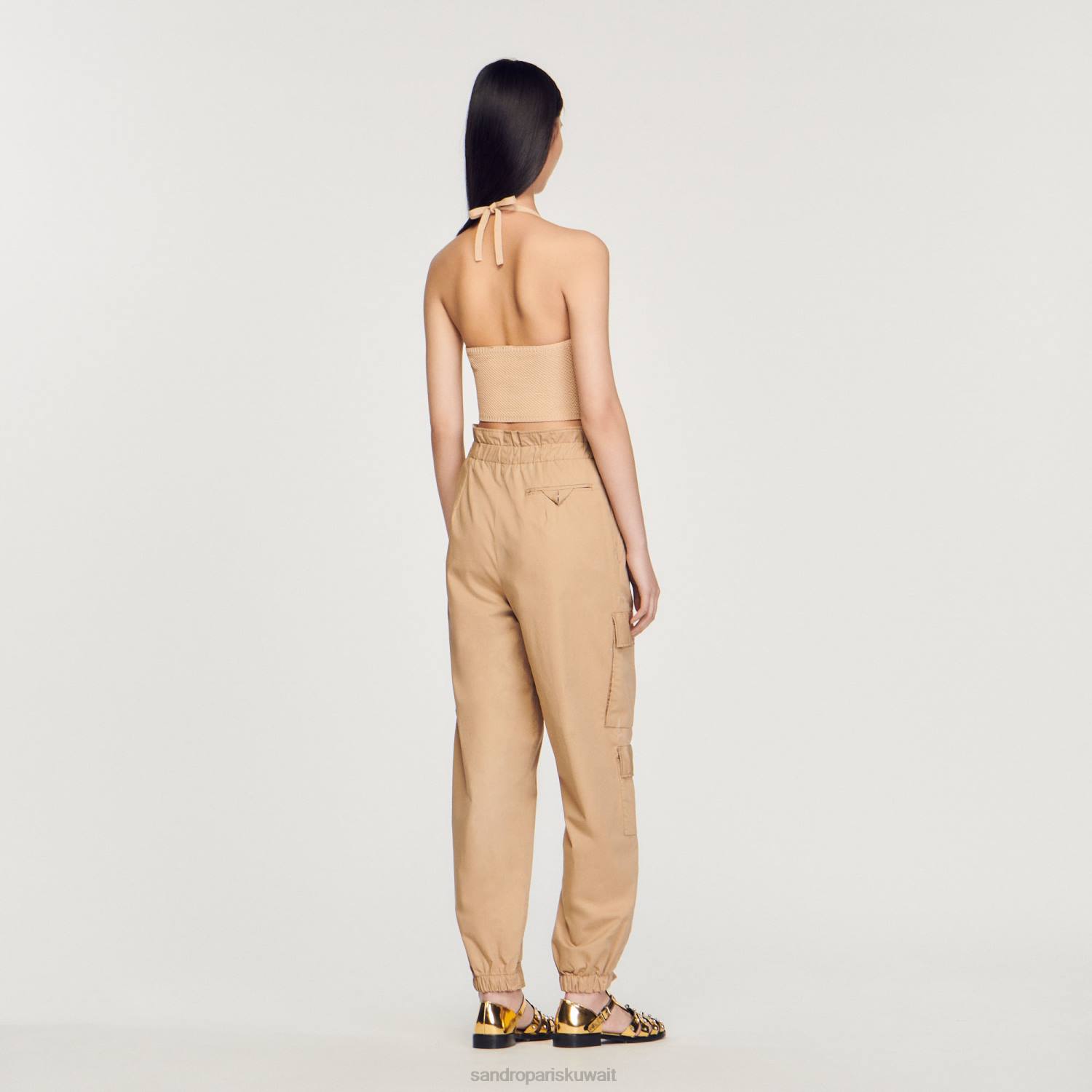 ثياب Sandro Paris أعلى الكروشيه اقتصاص متعدد الألوان نحيف ZJ00441