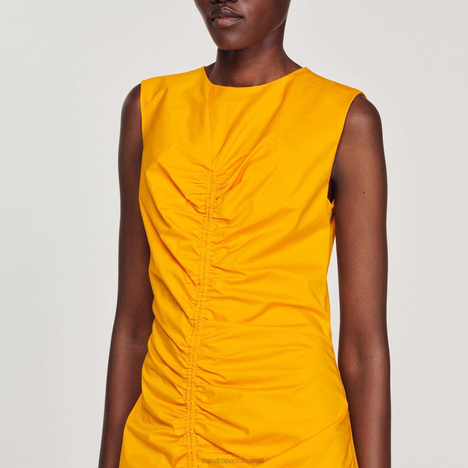 ثياب Sandro Paris فستان طويل ومجمع البرتقال الحمضي نحيف ZJ00445