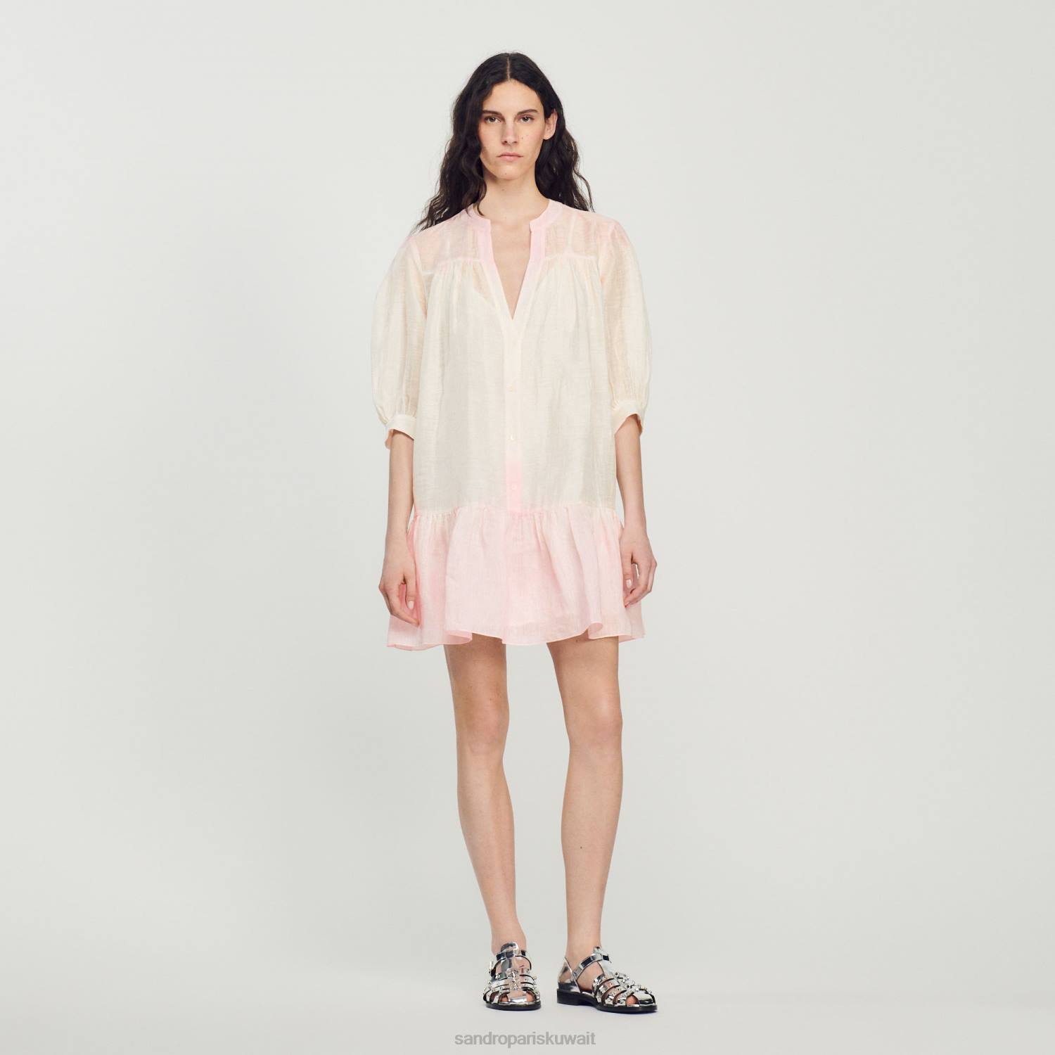 ثياب Sandro Paris فستان ربطة عنق وصبغ متعدد الألوان نحيف ZJ00451