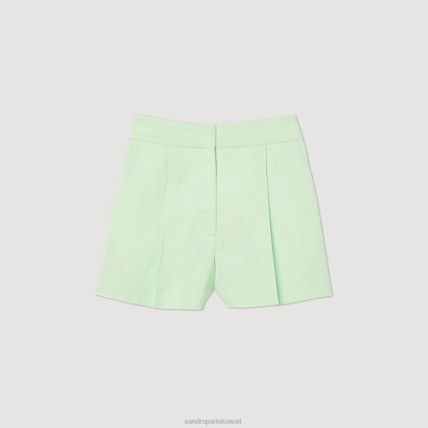 ثياب Sandro Paris شورت واسع الساق اخضر فاتح نحيف ZJ00456