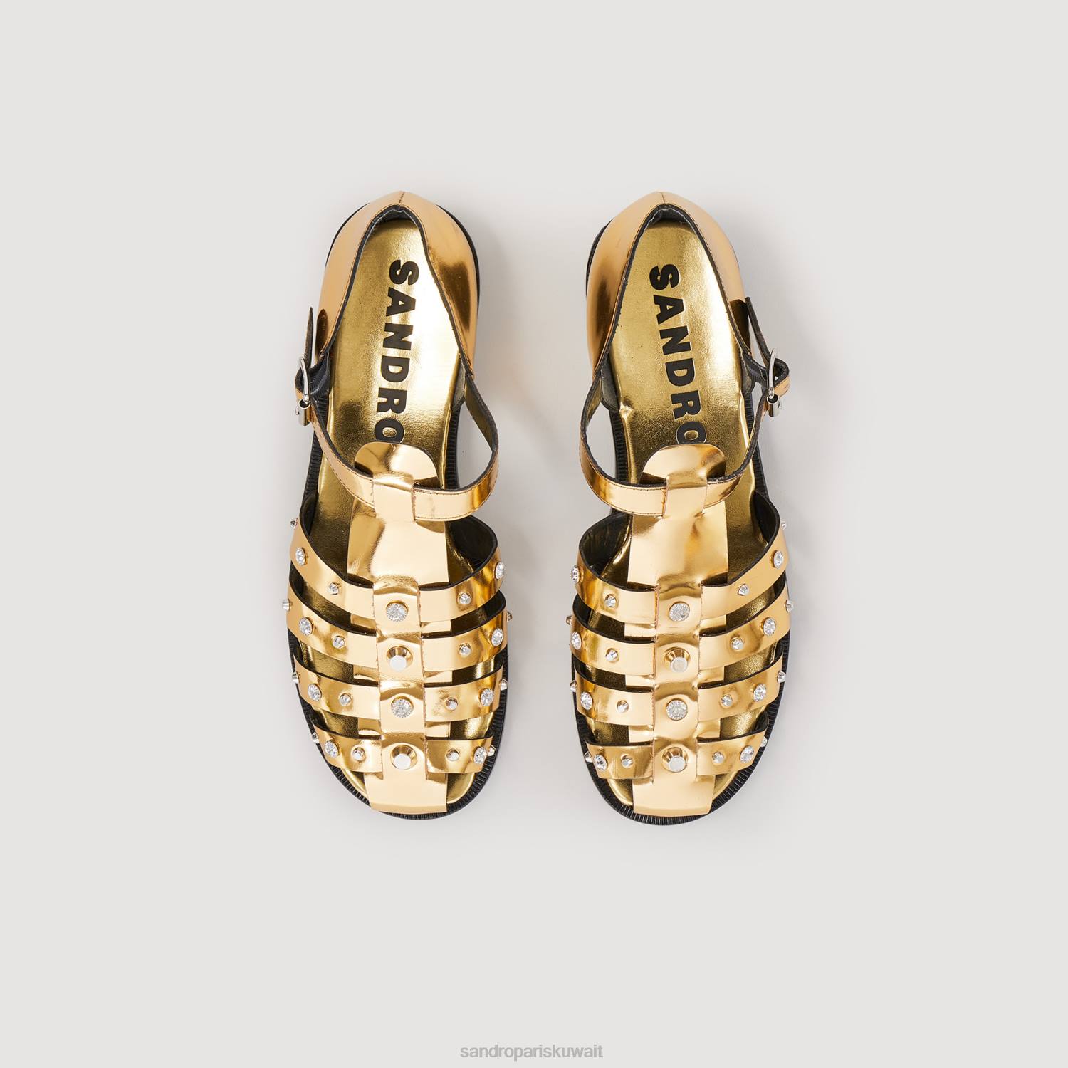 أحذية Sandro Paris صندل مرصع من أوليما ذهب نحيف ZJ00495