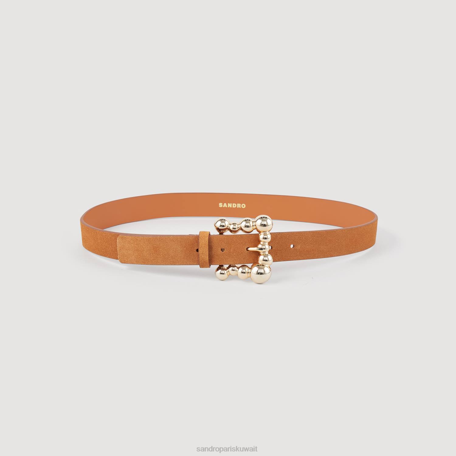 مُكَمِّلات Sandro Paris حزام من جلد الغزال الكراميل نحيف ZJ00504