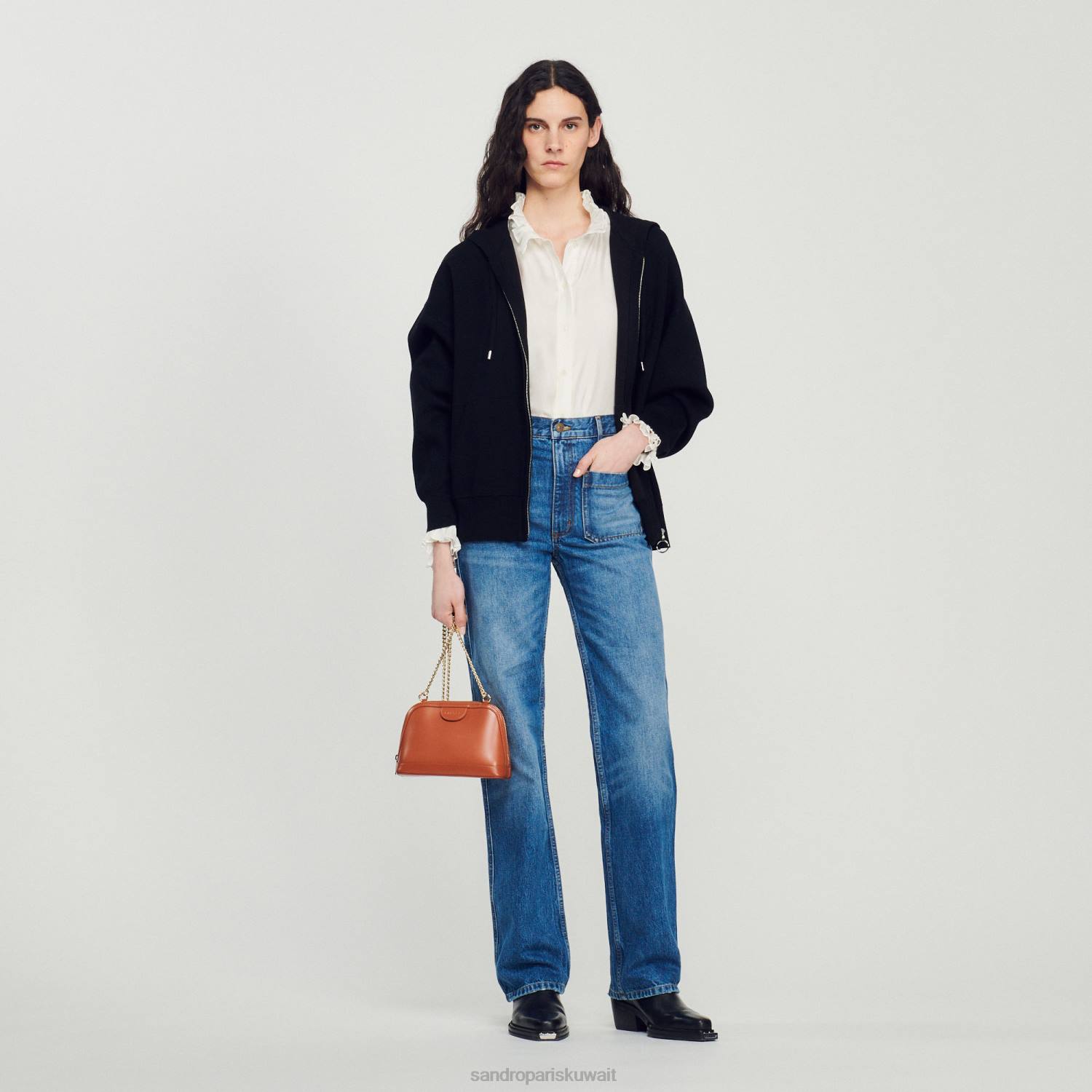 مُكَمِّلات Sandro Paris حقيبة ريتا من الجلد الناعم الكراميل نحيف ZJ00509