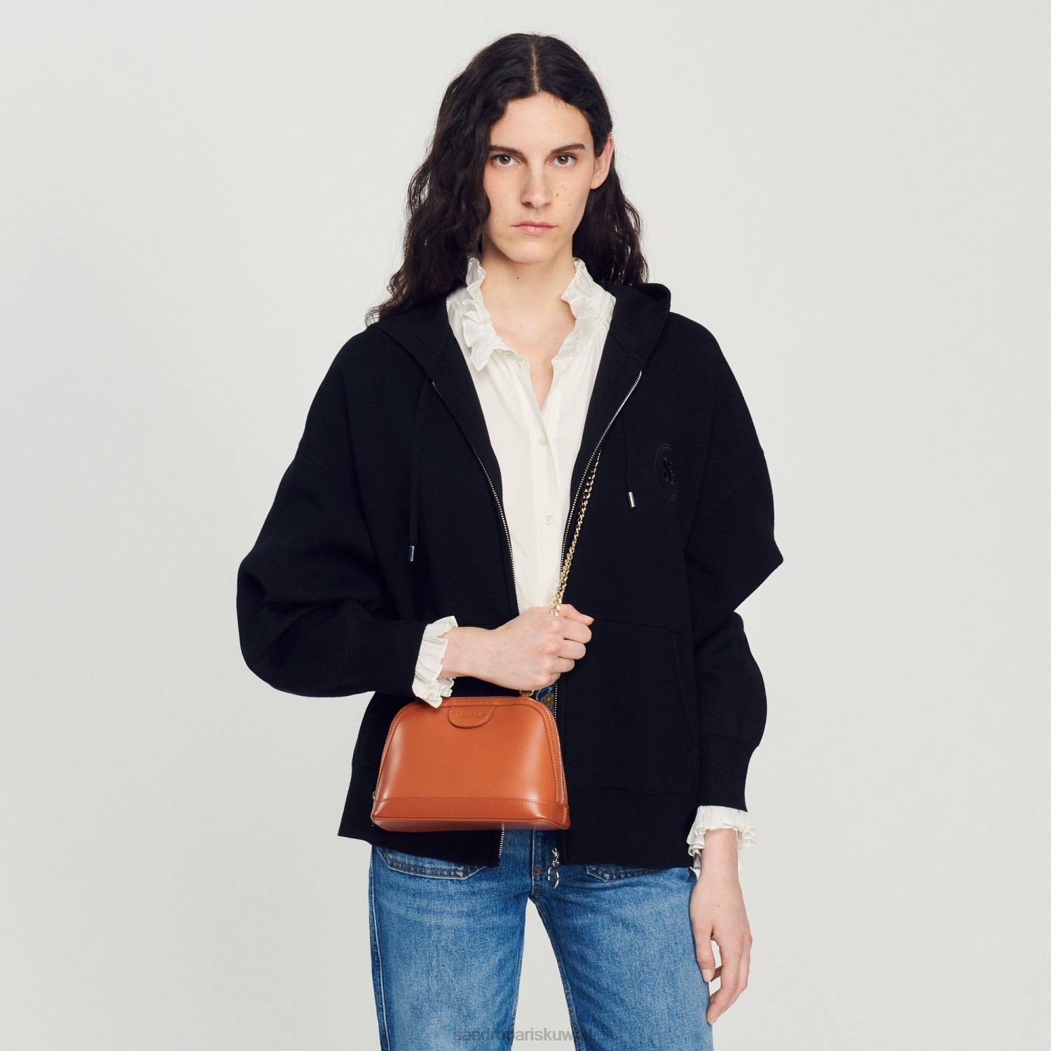 مُكَمِّلات Sandro Paris حقيبة ريتا من الجلد الناعم الكراميل نحيف ZJ00509