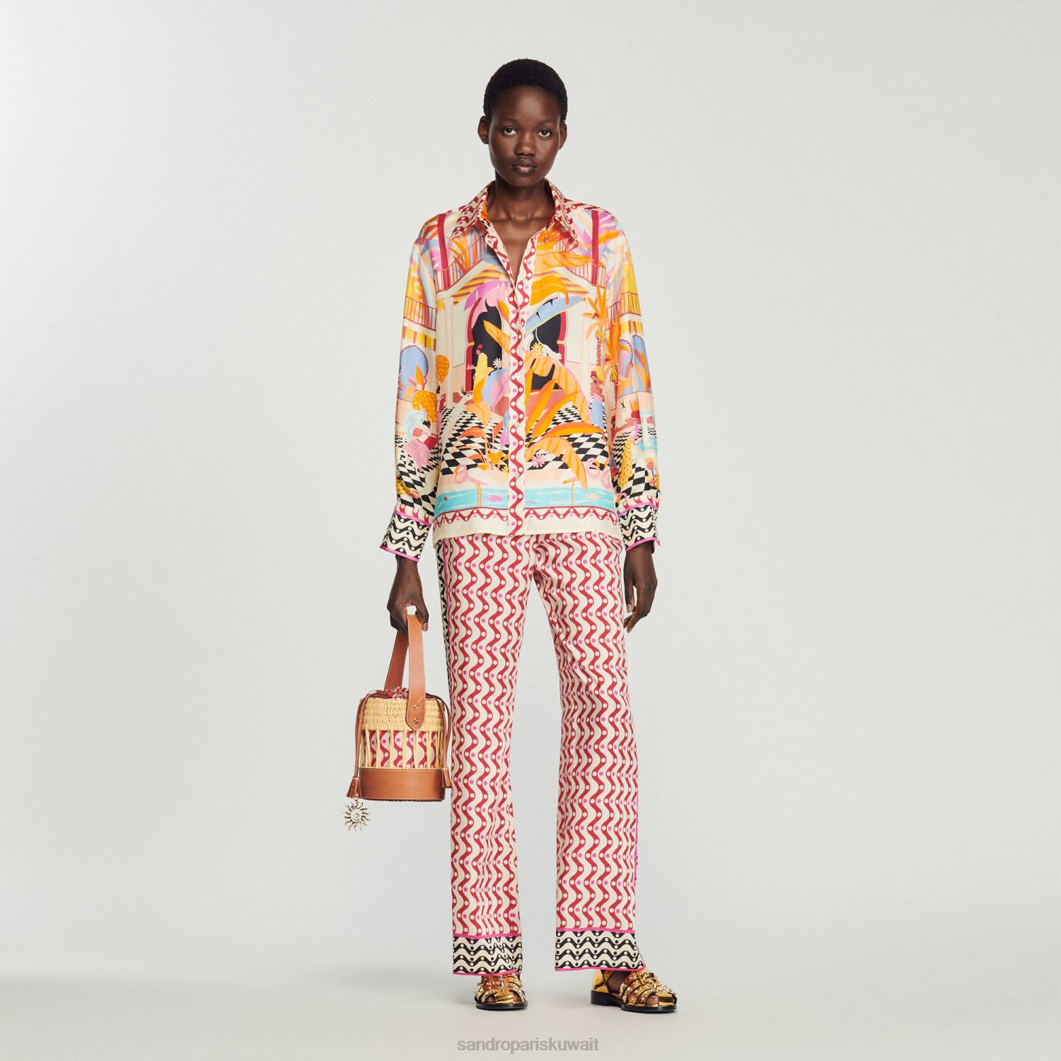 مُكَمِّلات Sandro Paris حقيبة دلو الرافية طبيعي نحيف ZJ00517