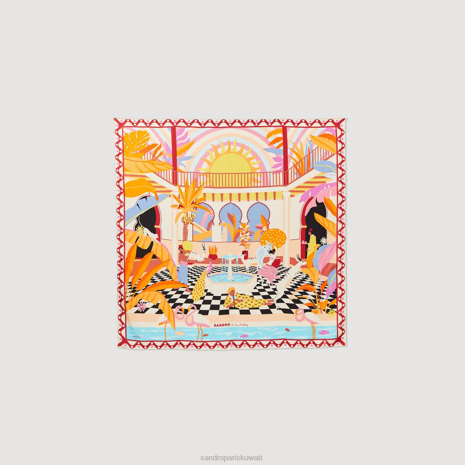 مُكَمِّلات Sandro Paris وشاح حرير البرتقالي نحيف ZJ00520