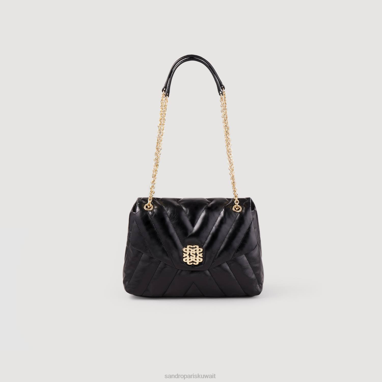 مُكَمِّلات Sandro Paris ميلا حقيبة جلدية مبطنة أسود نحيف ZJ00531