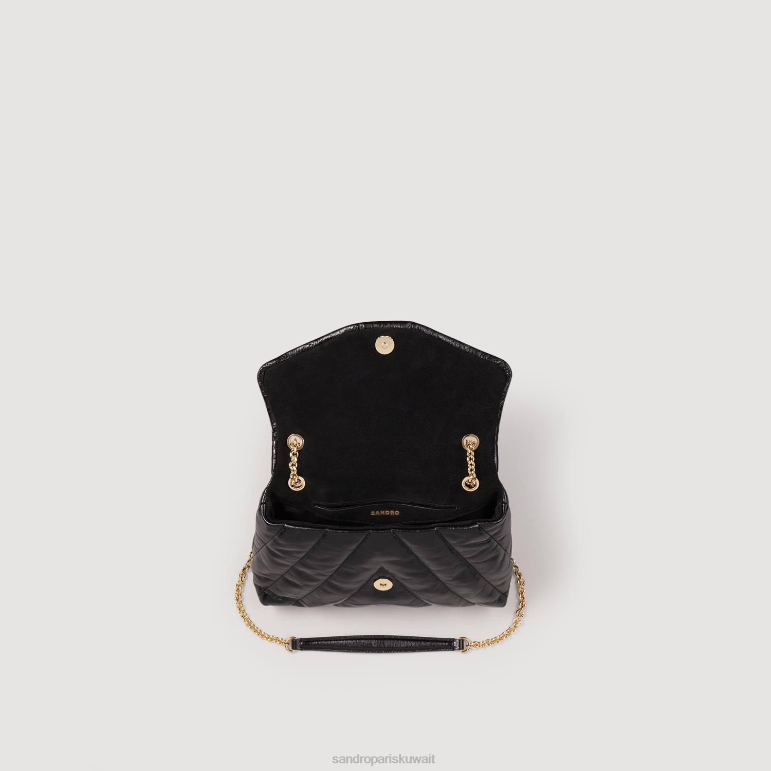 مُكَمِّلات Sandro Paris ميلا حقيبة جلدية مبطنة أسود نحيف ZJ00531