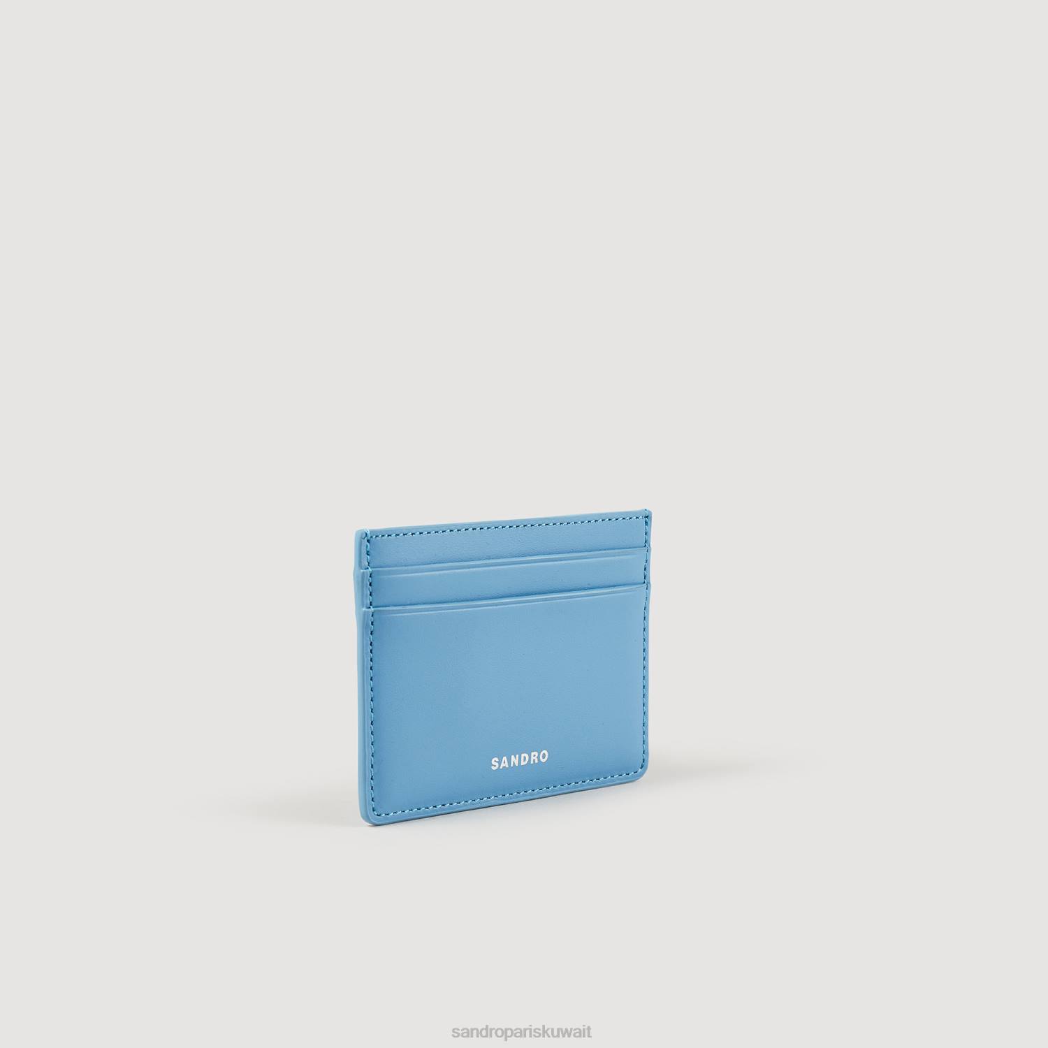 مُكَمِّلات Sandro Paris حامل بطاقات جلدي ناعم أزرق رجال ZJ00539