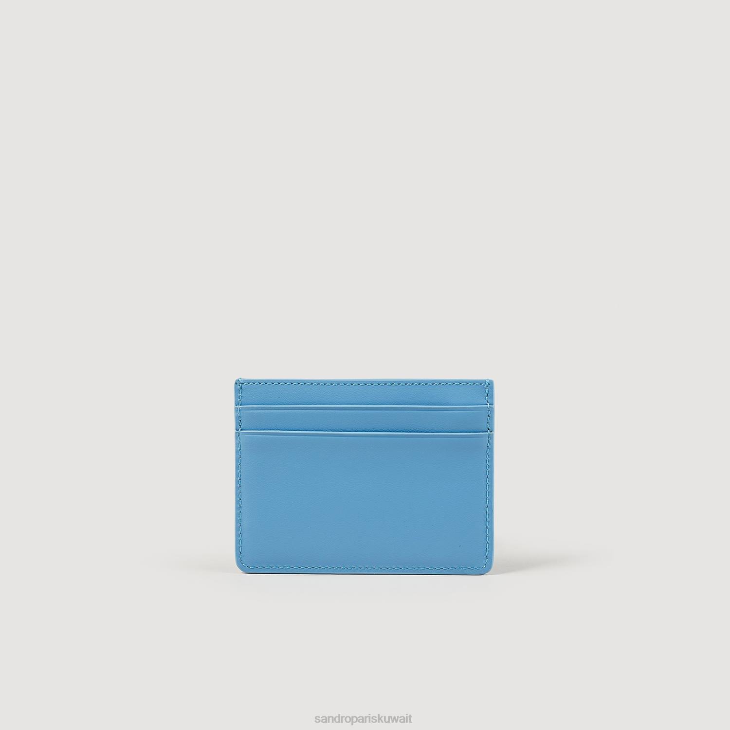 مُكَمِّلات Sandro Paris حامل بطاقات جلدي ناعم أزرق رجال ZJ00539