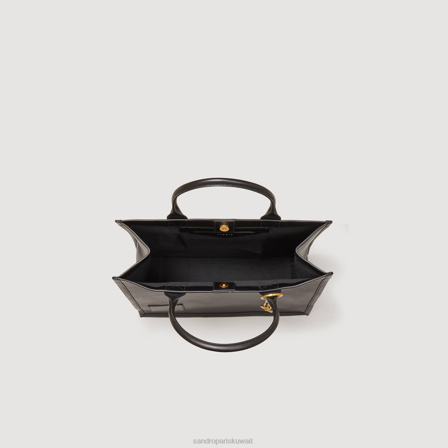 مُكَمِّلات Sandro Paris حقيبة جلدية مع سلسلة مجوهرات أسود نحيف ZJ00550