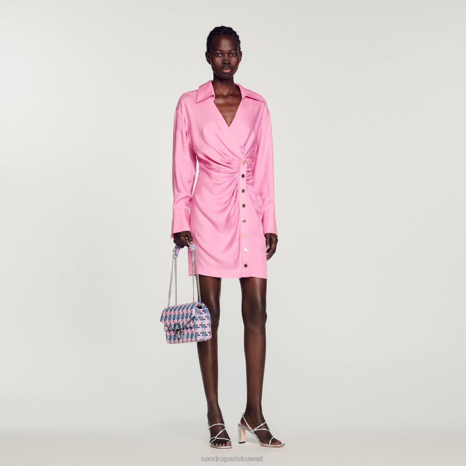 مُكَمِّلات Sandro Paris حقيبة ايزا تويد أرجواني/أزرق نحيف ZJ00552