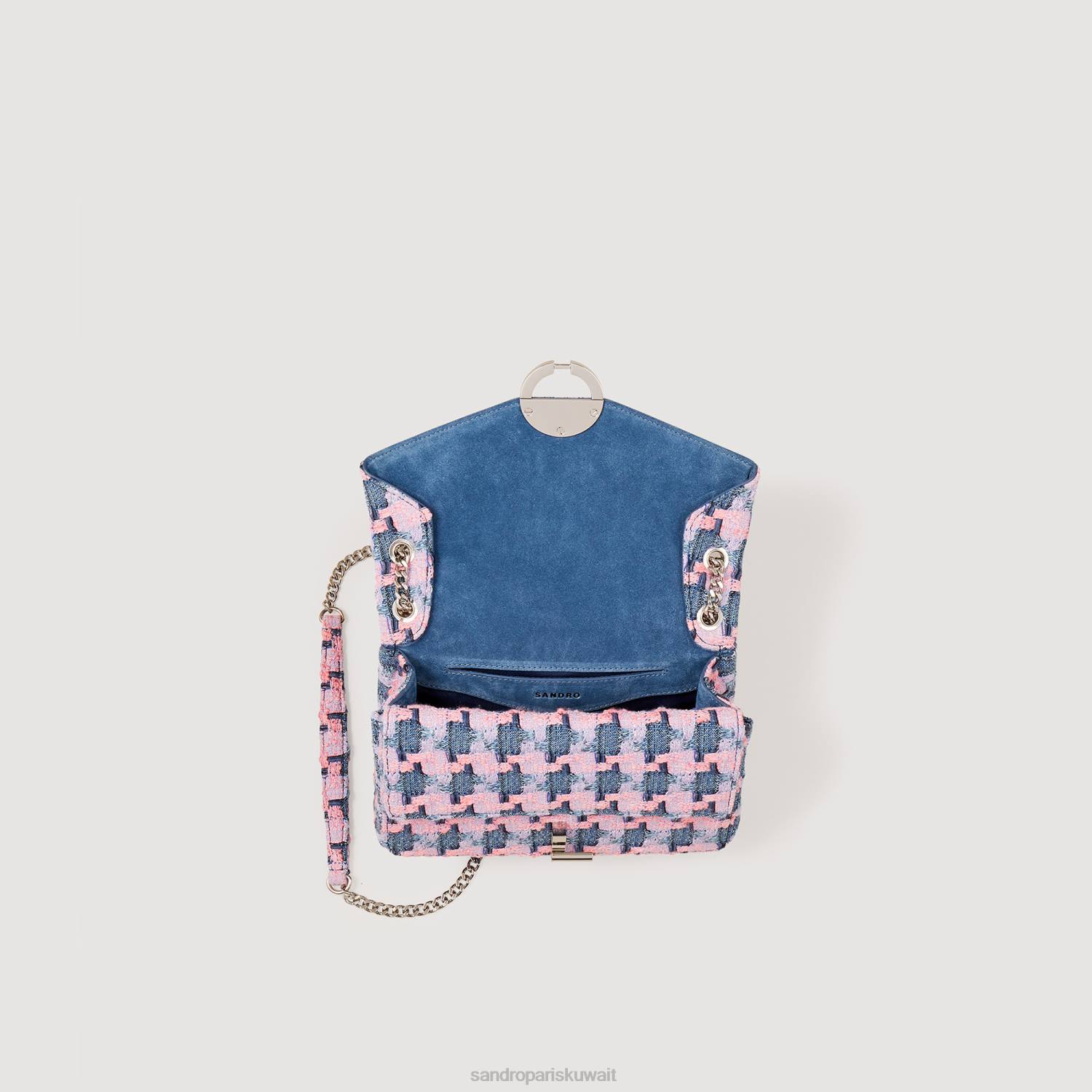 مُكَمِّلات Sandro Paris حقيبة ايزا تويد أرجواني/أزرق نحيف ZJ00552