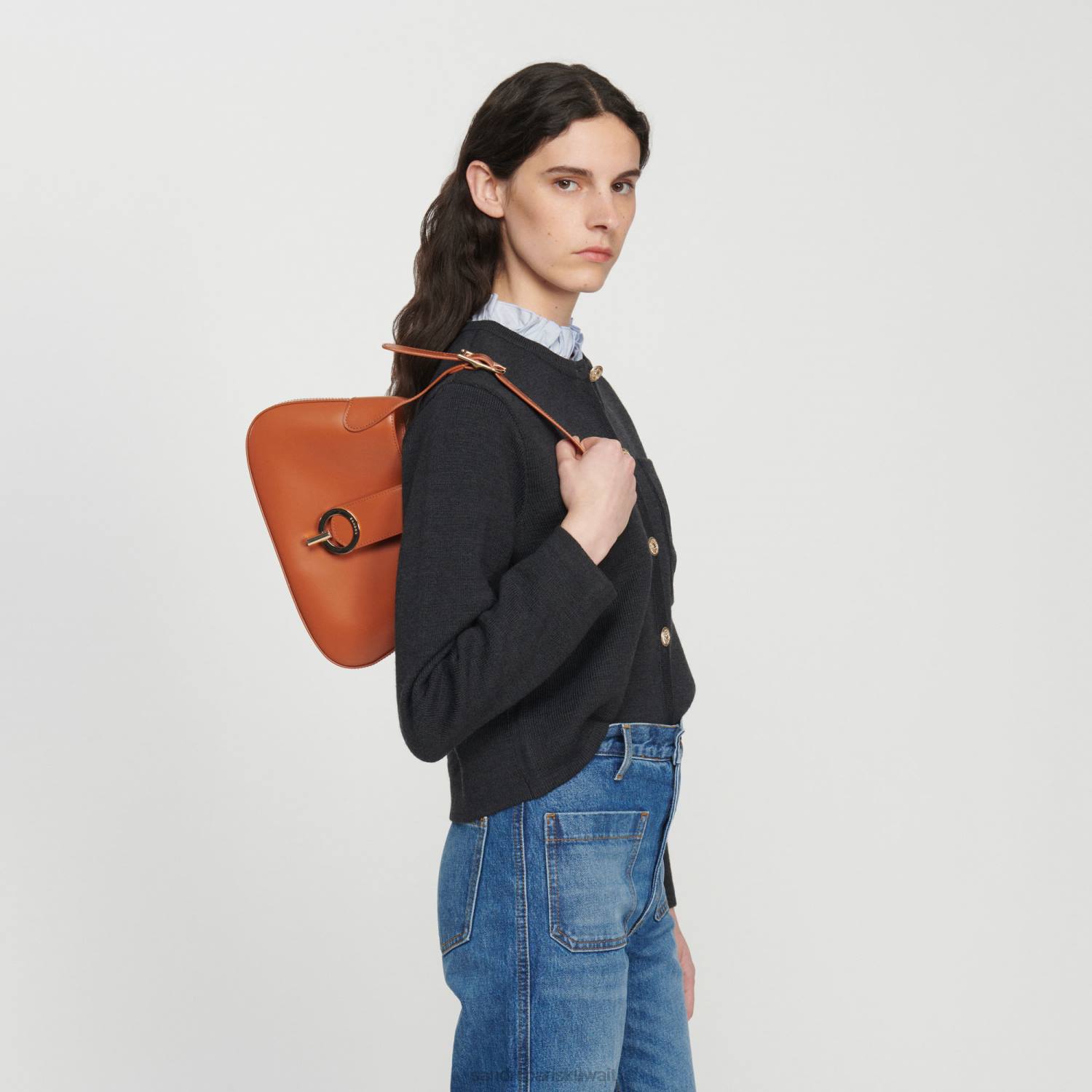 مُكَمِّلات Sandro Paris حقيبة الرغيف الفرنسي الكراميل نحيف ZJ00555