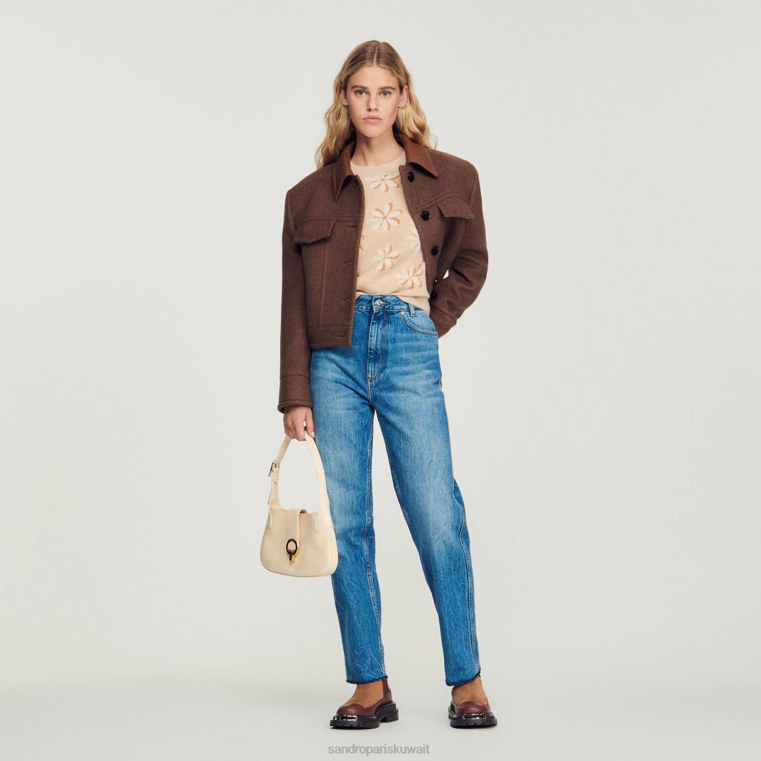 مُكَمِّلات Sandro Paris حقيبة الرغيف الفرنسي لون واحد نحيف ZJ00556