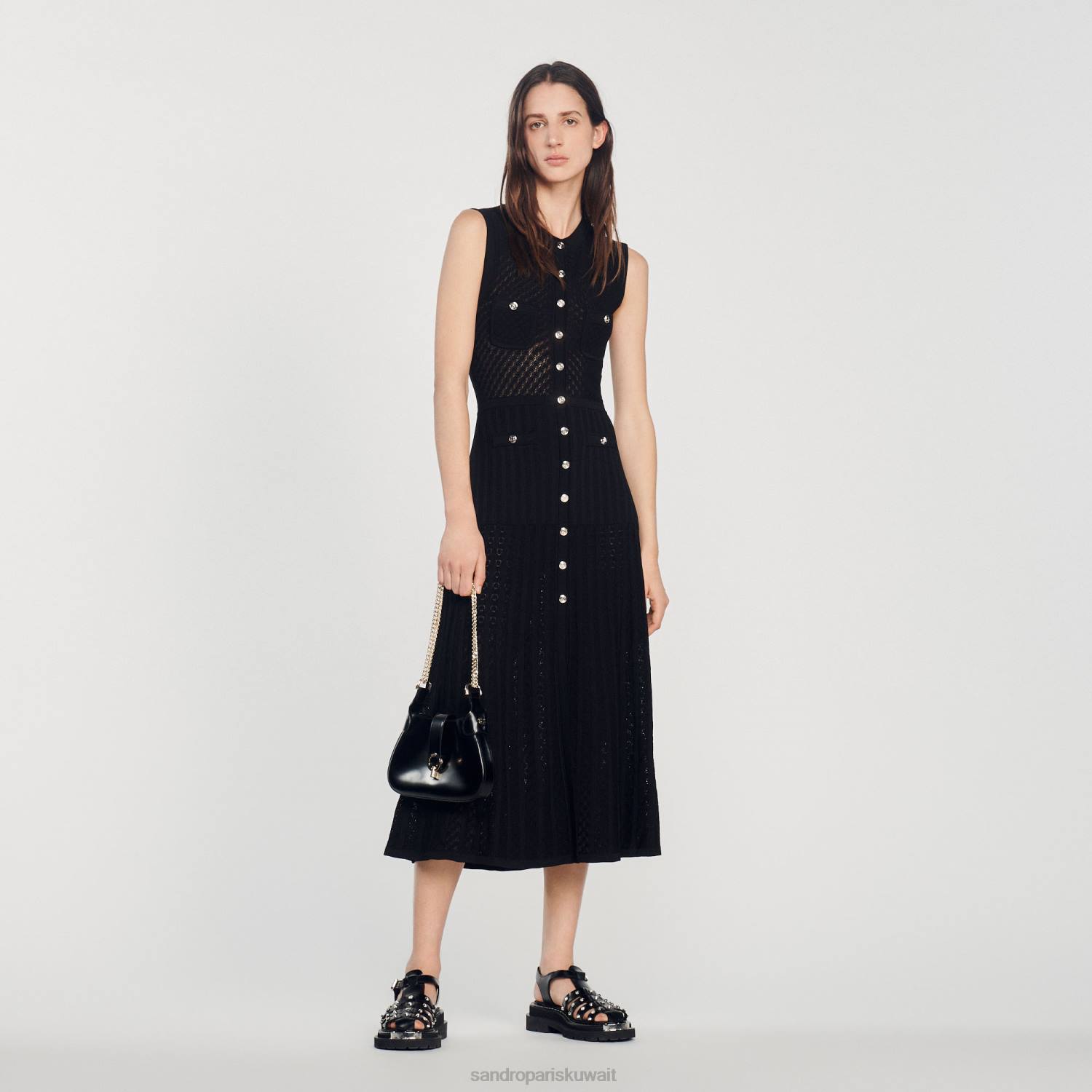 مُكَمِّلات Sandro Paris حقيبة سلسلة جانيت الحلوة أسود نحيف ZJ00559