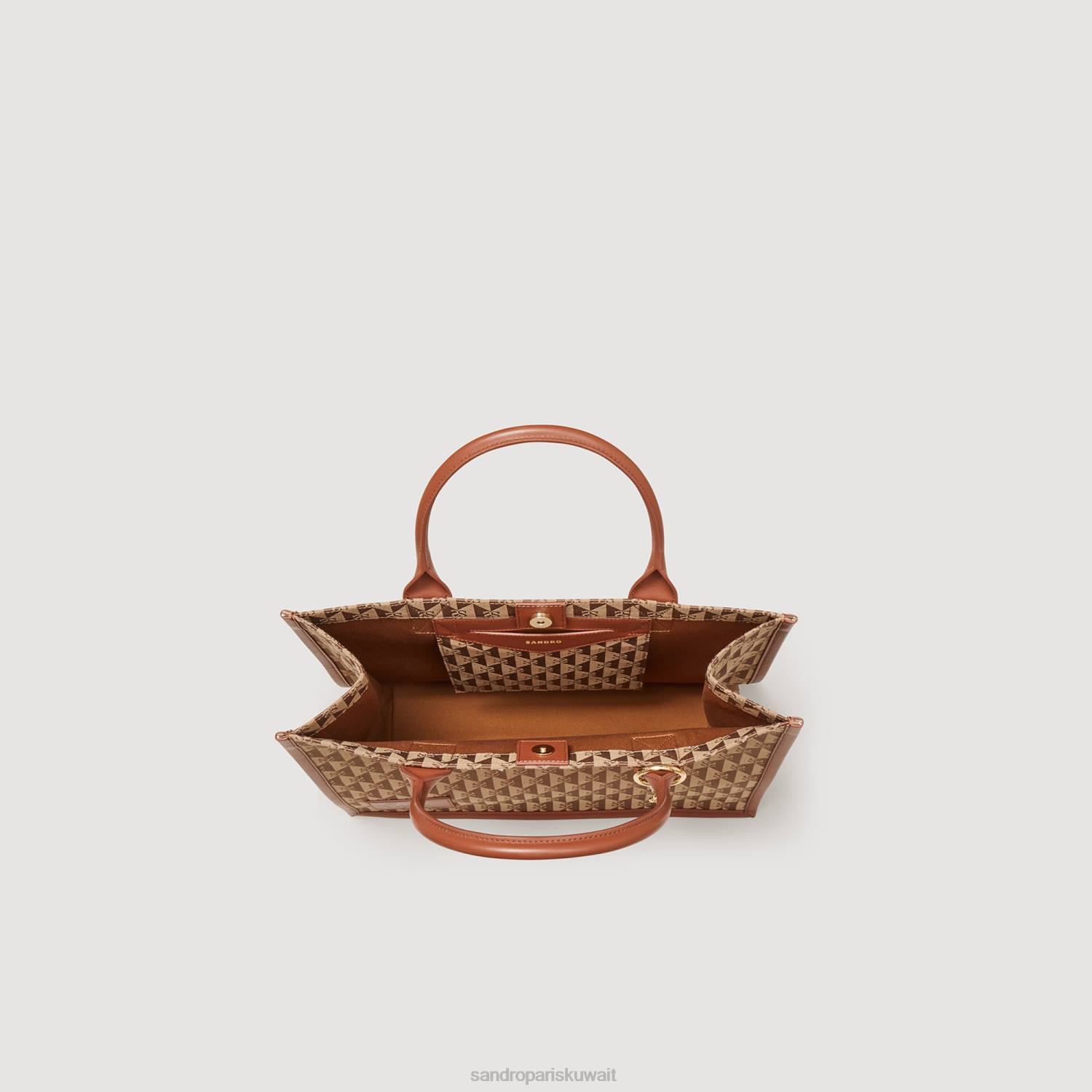 مُكَمِّلات Sandro Paris حقيبة جاكار بشعار القصبة بني نحيف ZJ00567