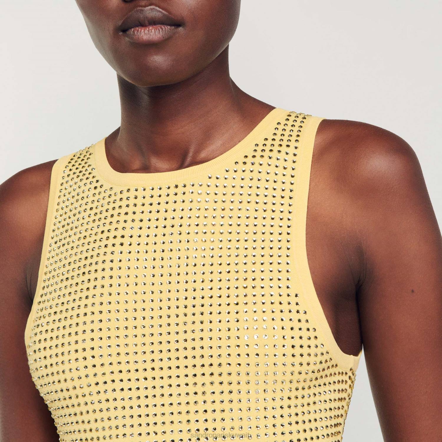 ثياب Sandro Paris ارتداءها حجر الراين أصفر نحيف ZJ0056