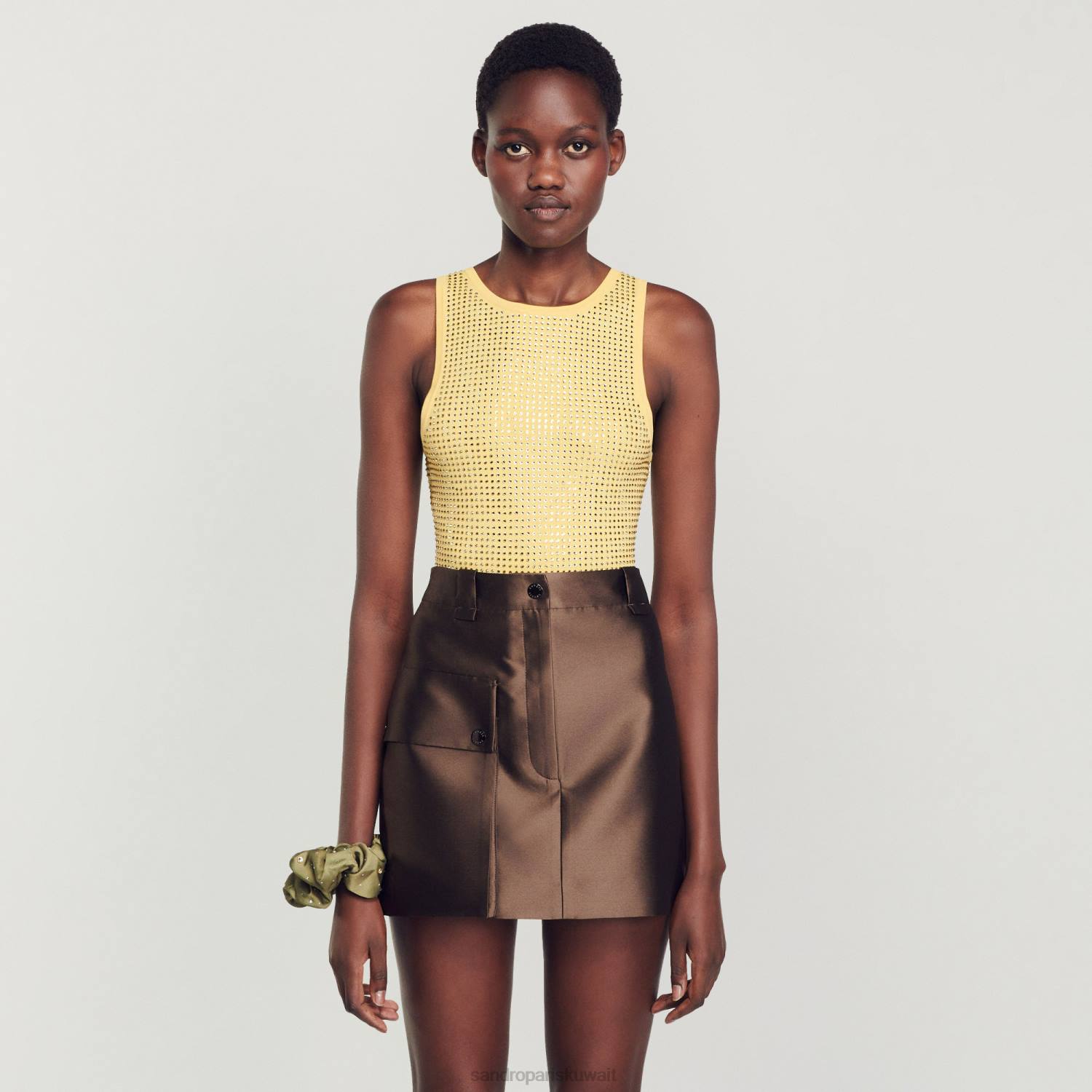 ثياب Sandro Paris ارتداءها حجر الراين أصفر نحيف ZJ0056