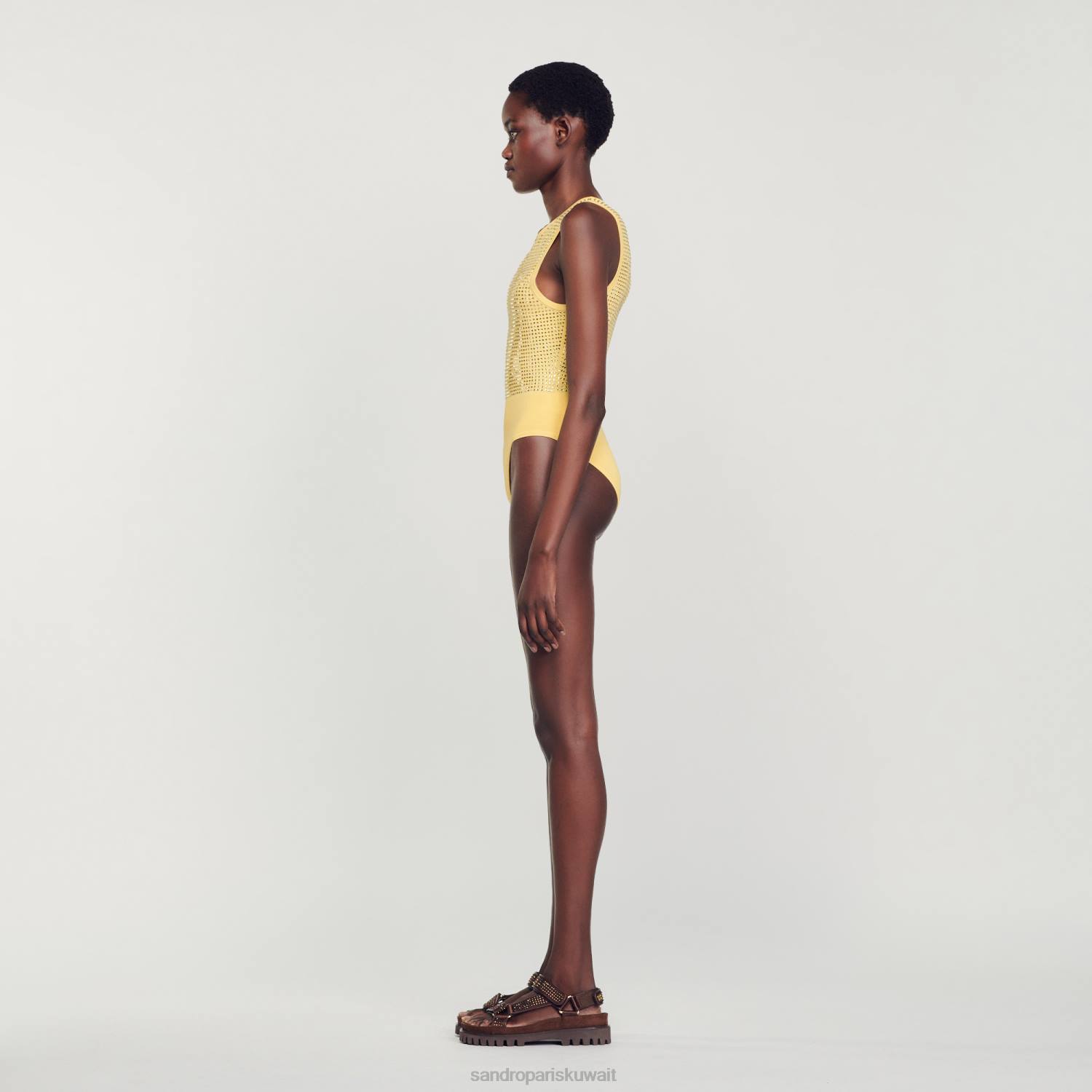 ثياب Sandro Paris ارتداءها حجر الراين أصفر نحيف ZJ0056