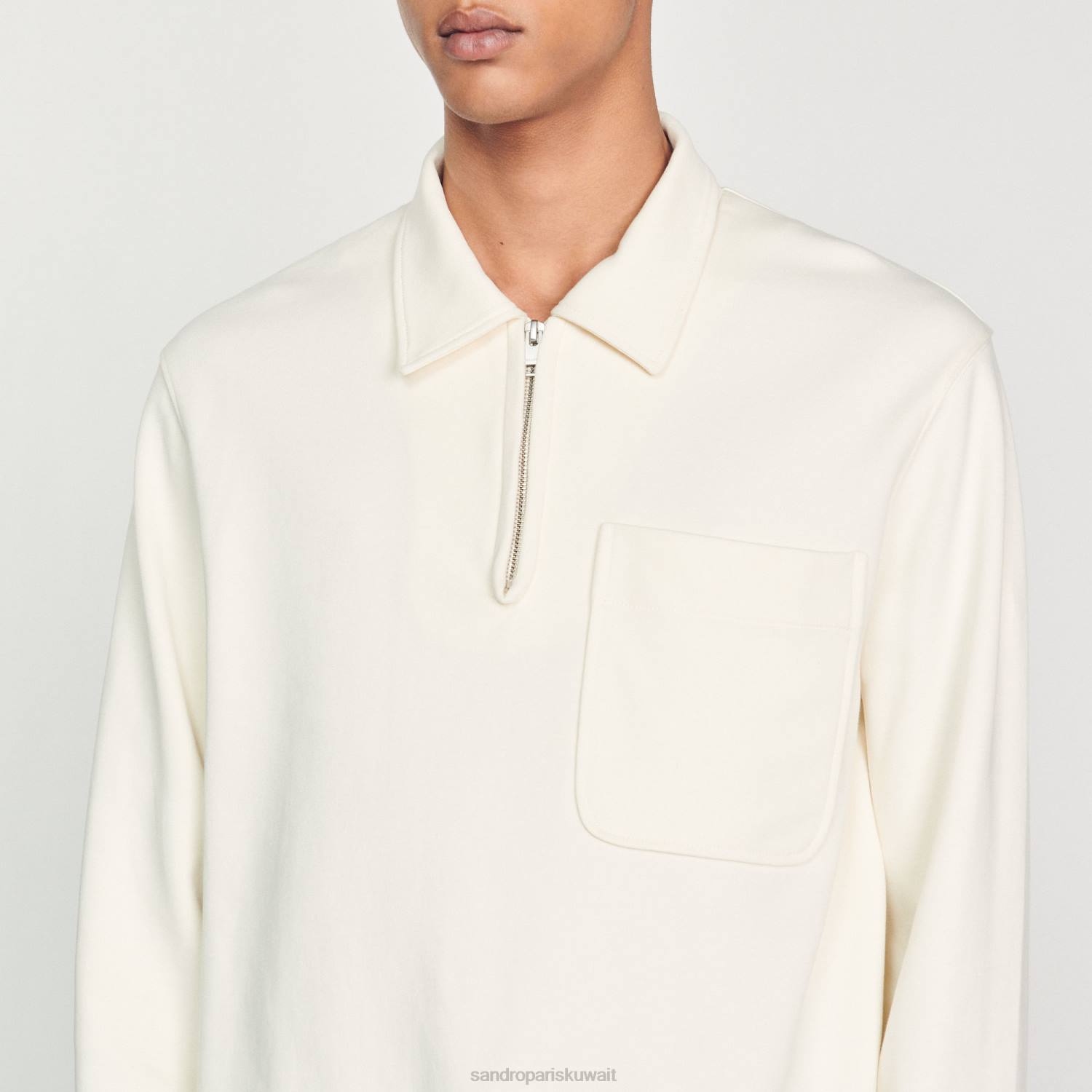 ثياب Sandro Paris سستة قميص بولو بيج فاتح رجال ZJ00582