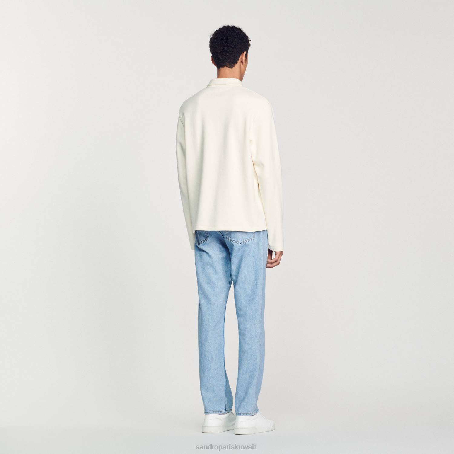 ثياب Sandro Paris سستة قميص بولو بيج فاتح رجال ZJ00582