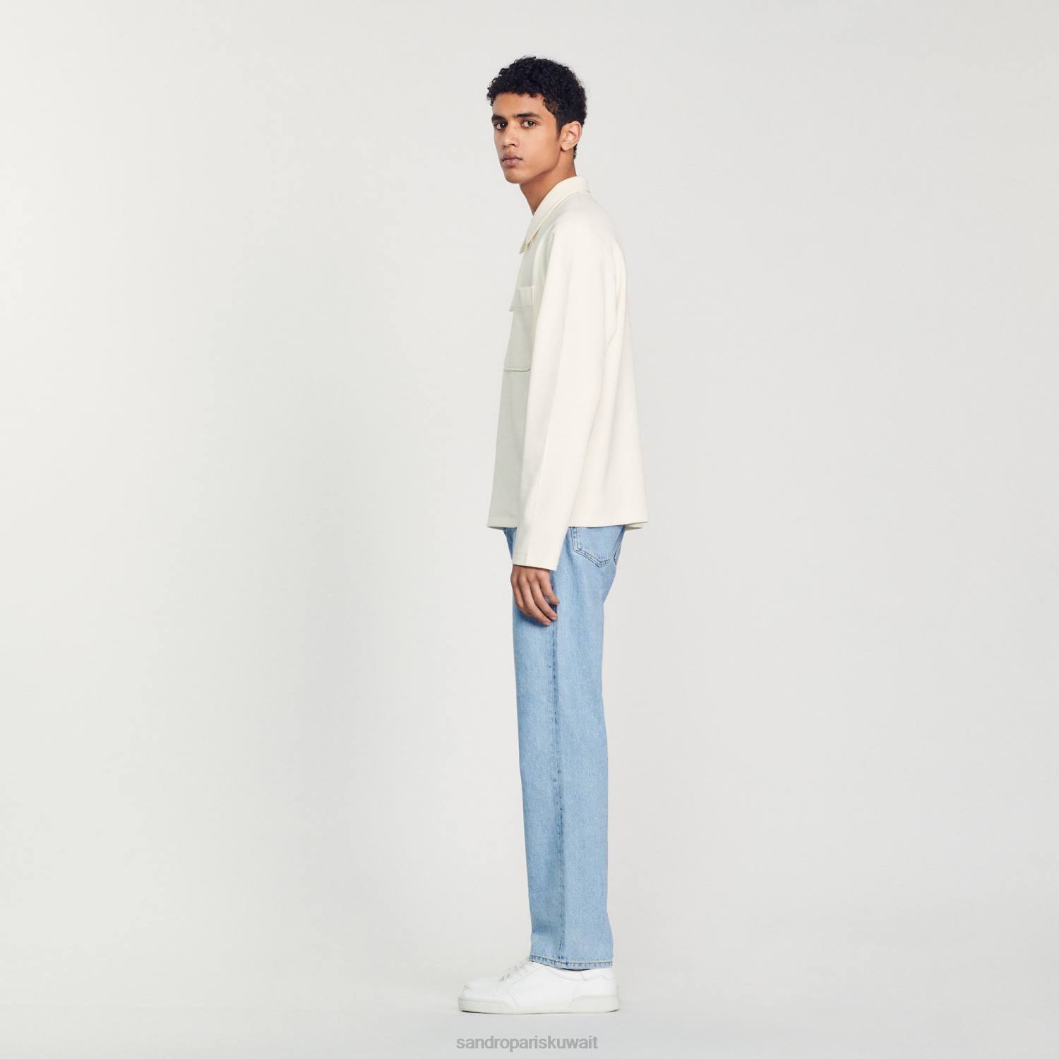 ثياب Sandro Paris سستة قميص بولو بيج فاتح رجال ZJ00582