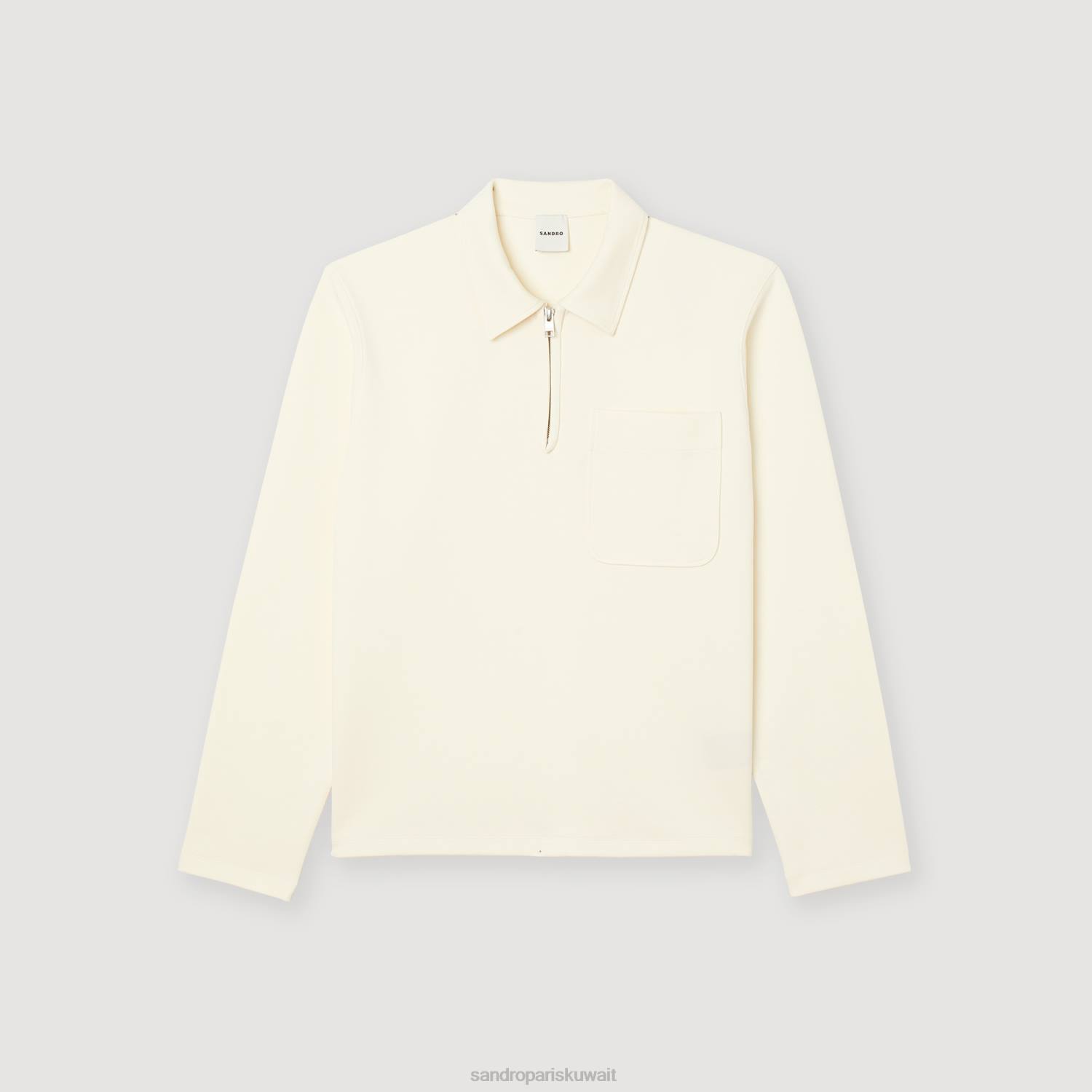 ثياب Sandro Paris سستة قميص بولو بيج فاتح رجال ZJ00582