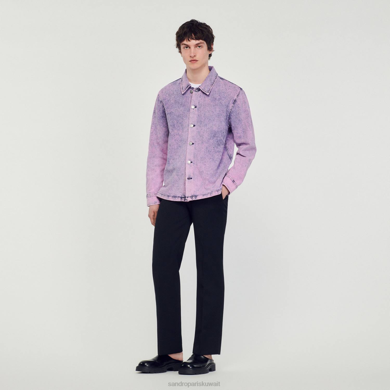 ثياب Sandro Paris سترة عامل باهتة لون القرنفل رجال ZJ00584