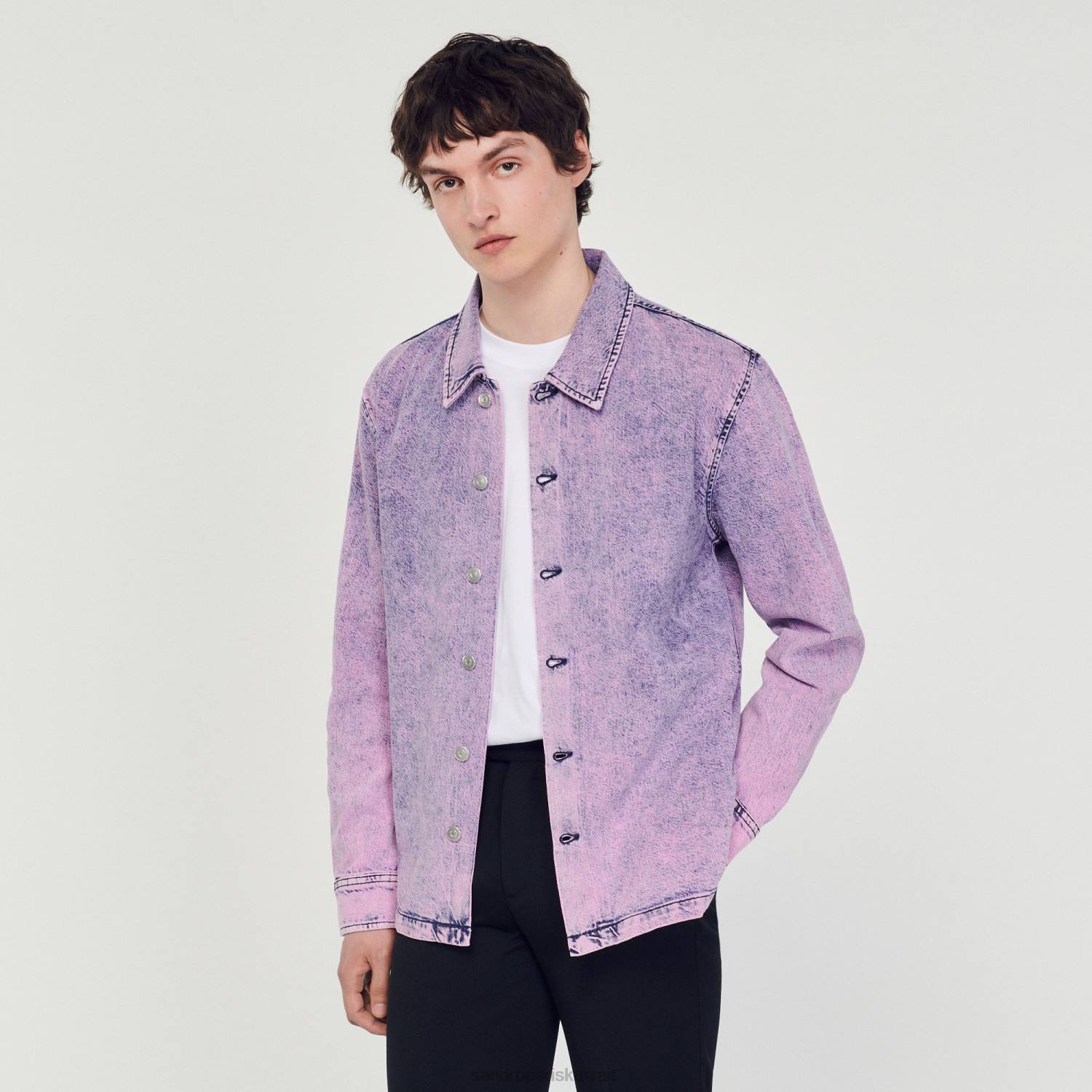 ثياب Sandro Paris سترة عامل باهتة لون القرنفل رجال ZJ00584