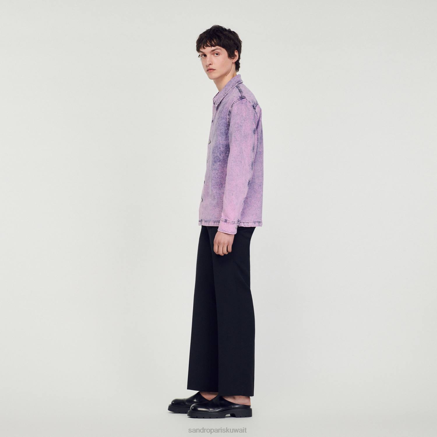 ثياب Sandro Paris سترة عامل باهتة لون القرنفل رجال ZJ00584