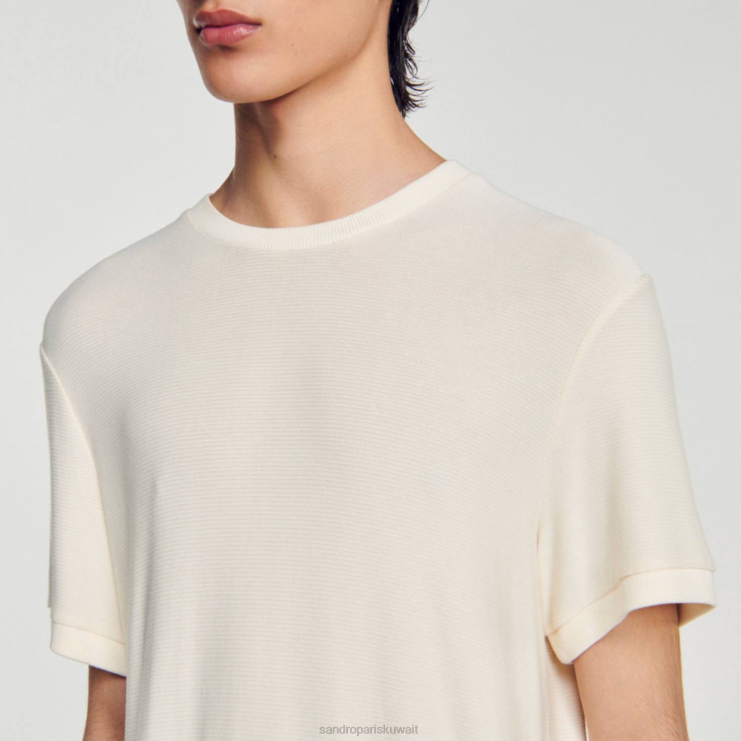 ثياب Sandro Paris تي شيرت برقبة دائرية بيج فاتح رجال ZJ00585