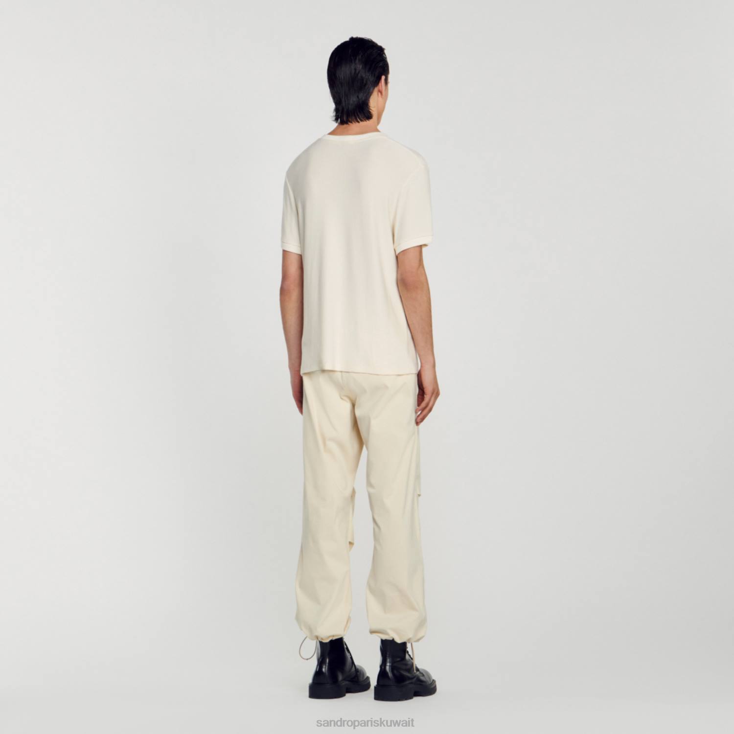 ثياب Sandro Paris تي شيرت برقبة دائرية بيج فاتح رجال ZJ00585