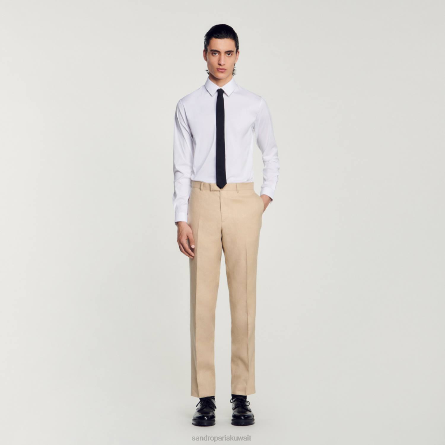 ثياب Sandro Paris سراويل الكتان اللون البيج رجال ZJ00586