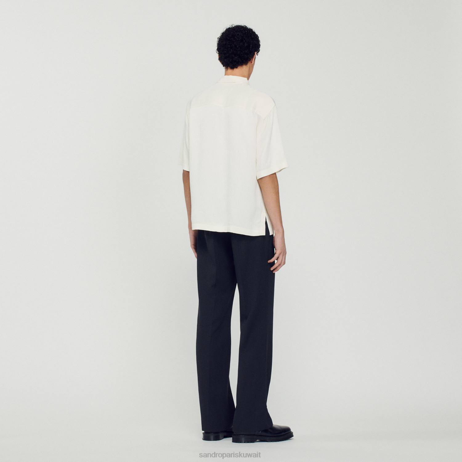 ثياب Sandro Paris قميص بأكمام قصيرة بيج فاتح رجال ZJ00589