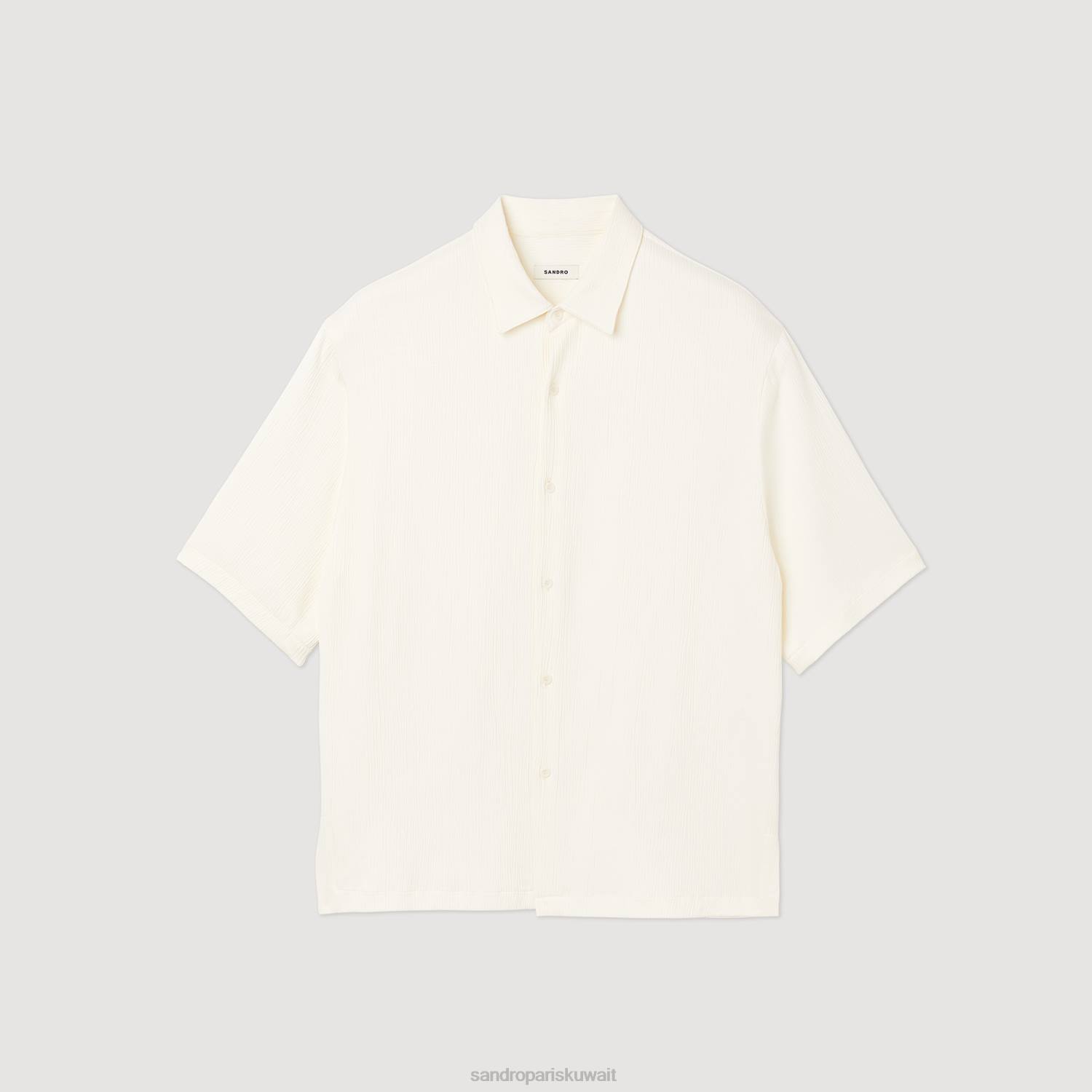 ثياب Sandro Paris قميص بأكمام قصيرة بيج فاتح رجال ZJ00589