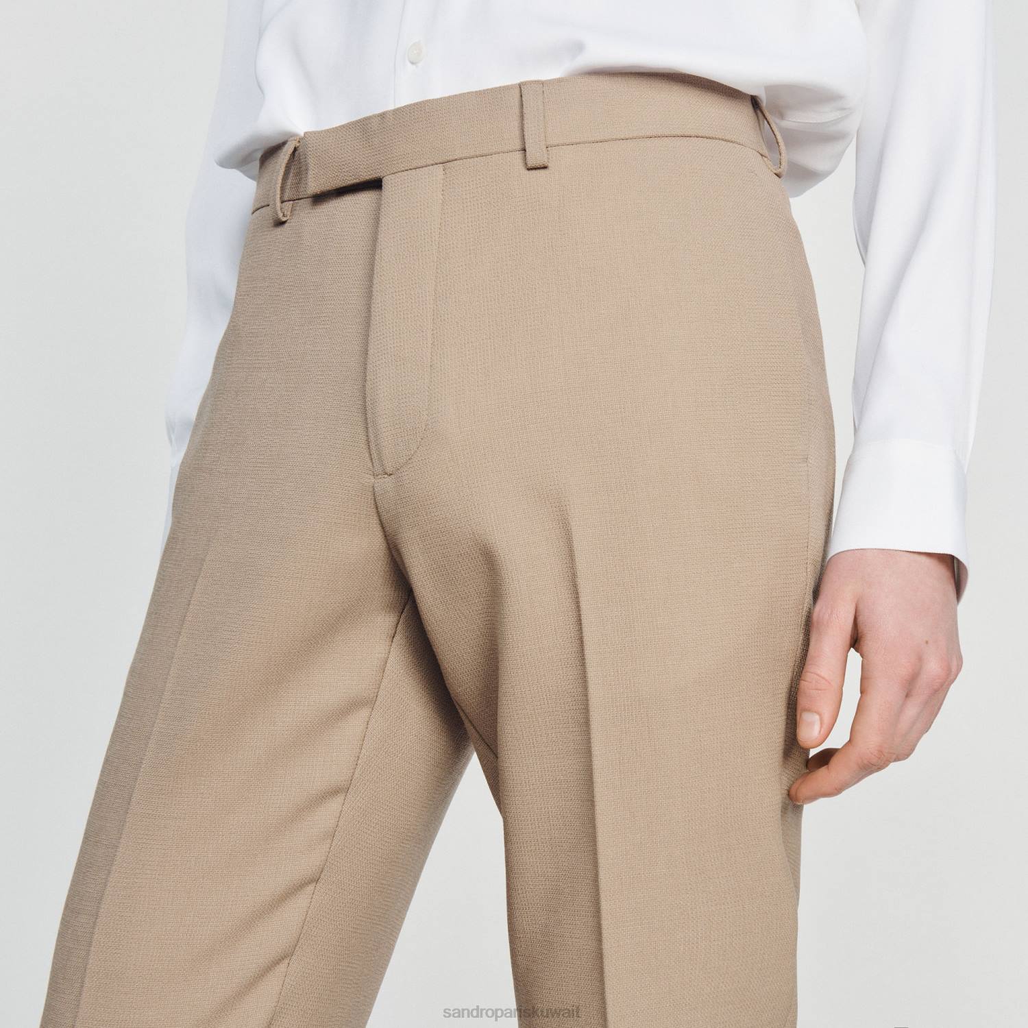 ثياب Sandro Paris بنطلون بدلة صوف اللون البيج رجال ZJ00590