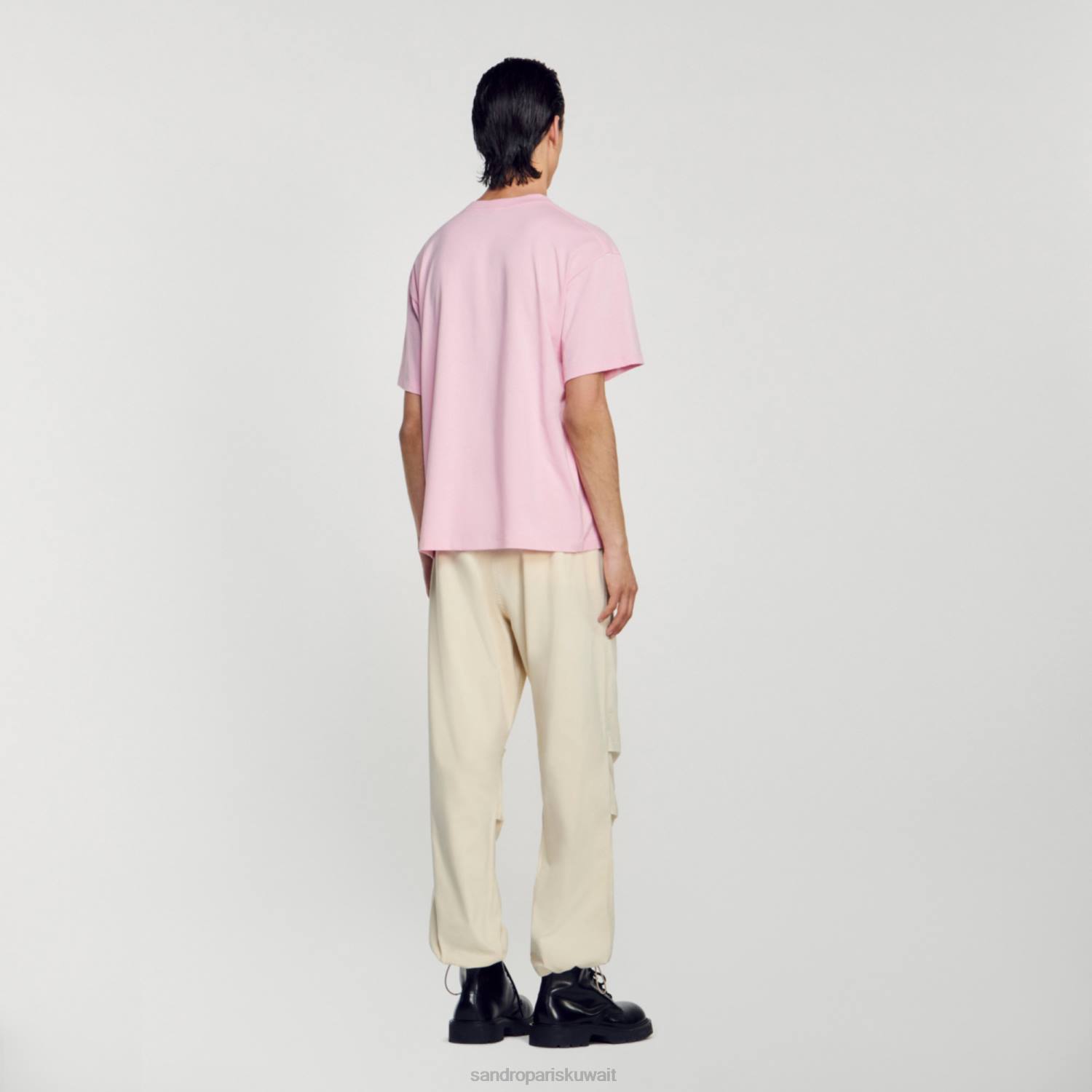 ثياب Sandro Paris تي شيرت نجم البحر لون القرنفل رجال ZJ00591