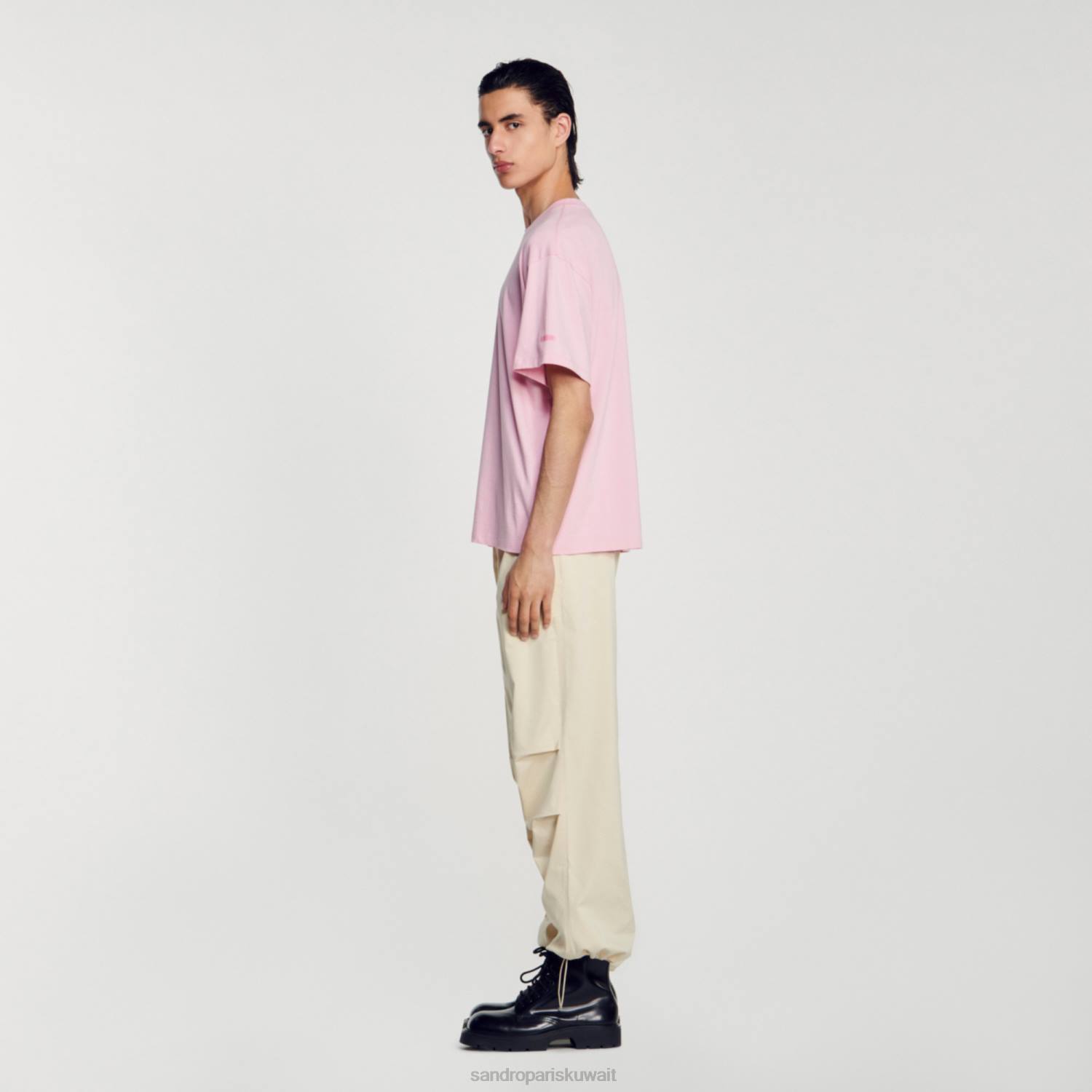 ثياب Sandro Paris تي شيرت نجم البحر لون القرنفل رجال ZJ00591