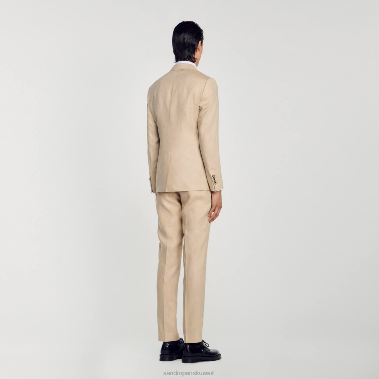 ثياب Sandro Paris سترة بدلة من الكتان اللون البيج رجال ZJ00597