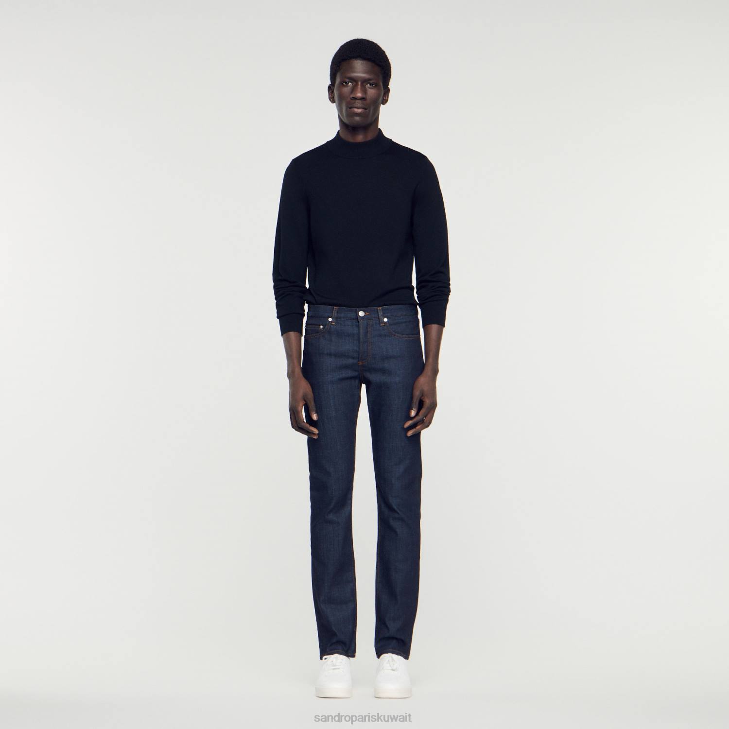 ثياب Sandro Paris الجينز الخام - قطع ضيق الدنيم الخام رجال ZJ00598