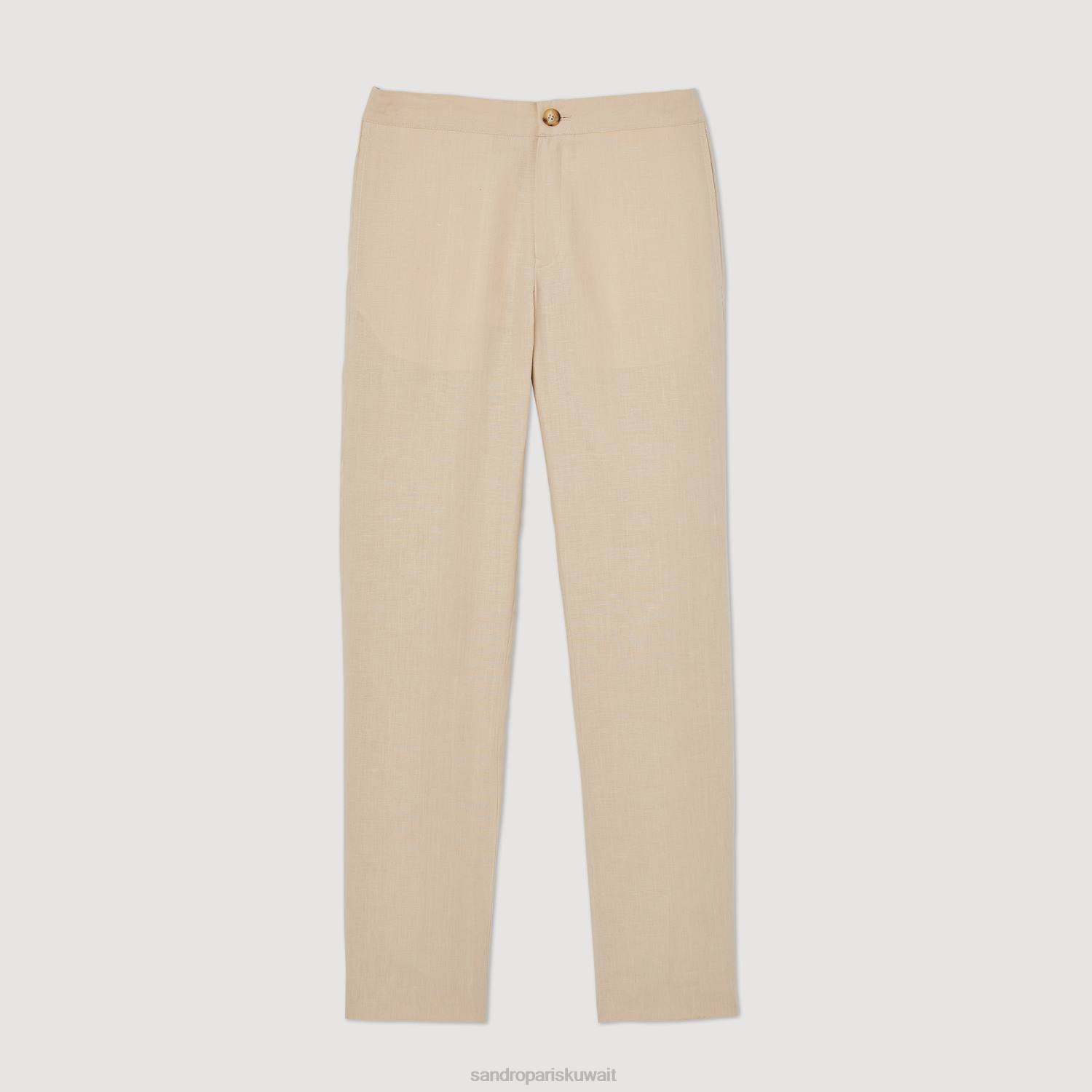 ثياب Sandro Paris السراويل الكتان اللون البيج رجال ZJ00599