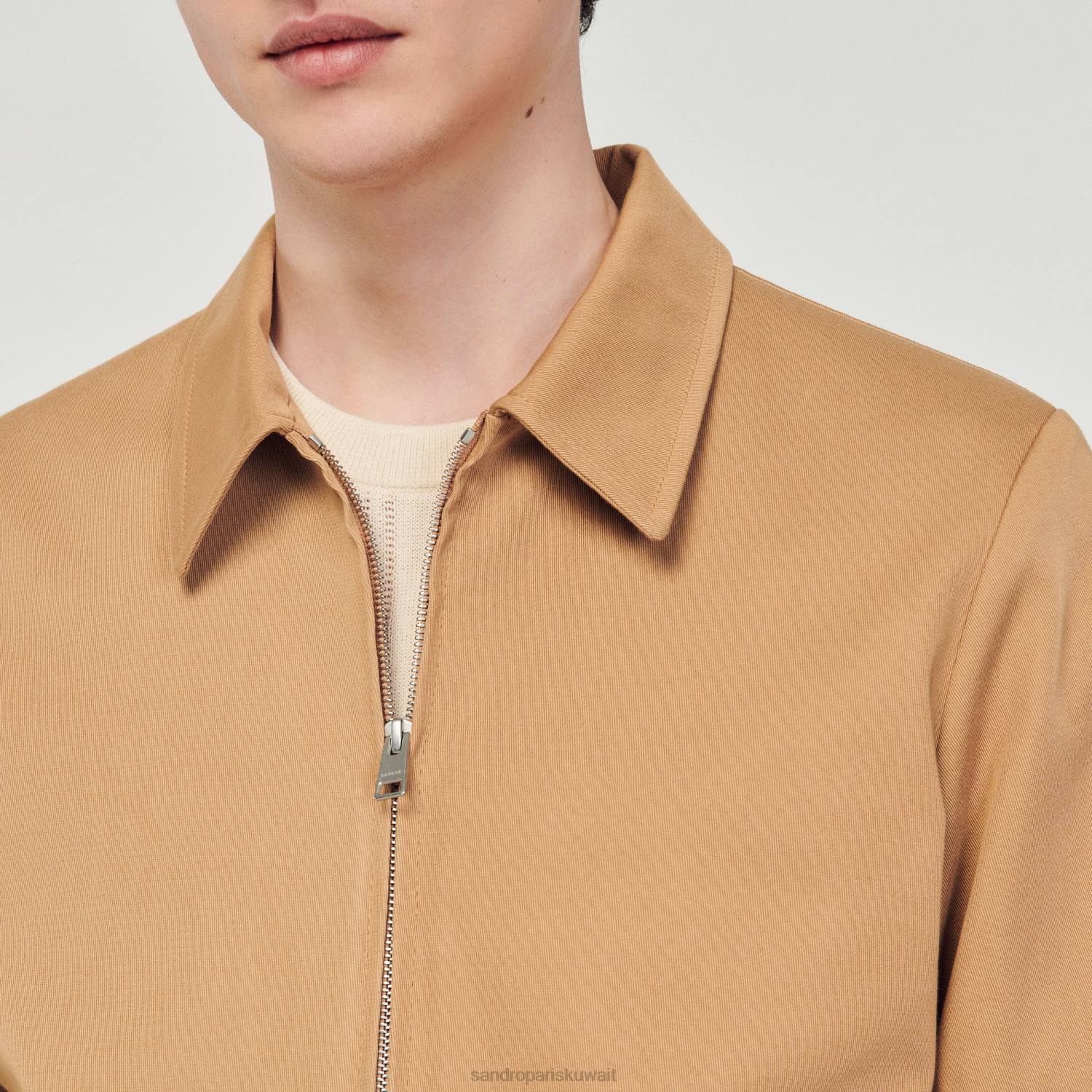 ثياب Sandro Paris سترة قطنية اللون البيج رجال ZJ00601