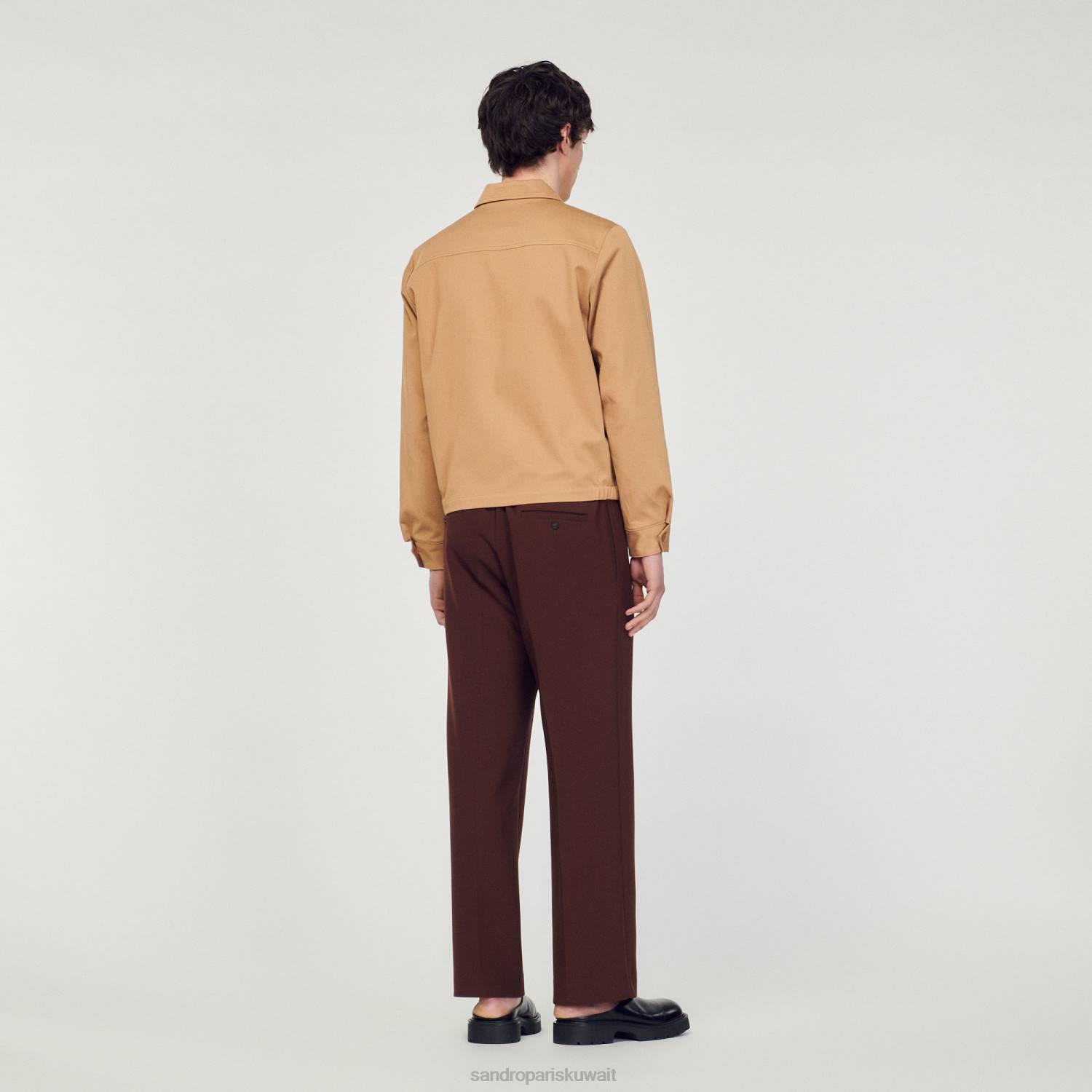 ثياب Sandro Paris سترة قطنية اللون البيج رجال ZJ00601