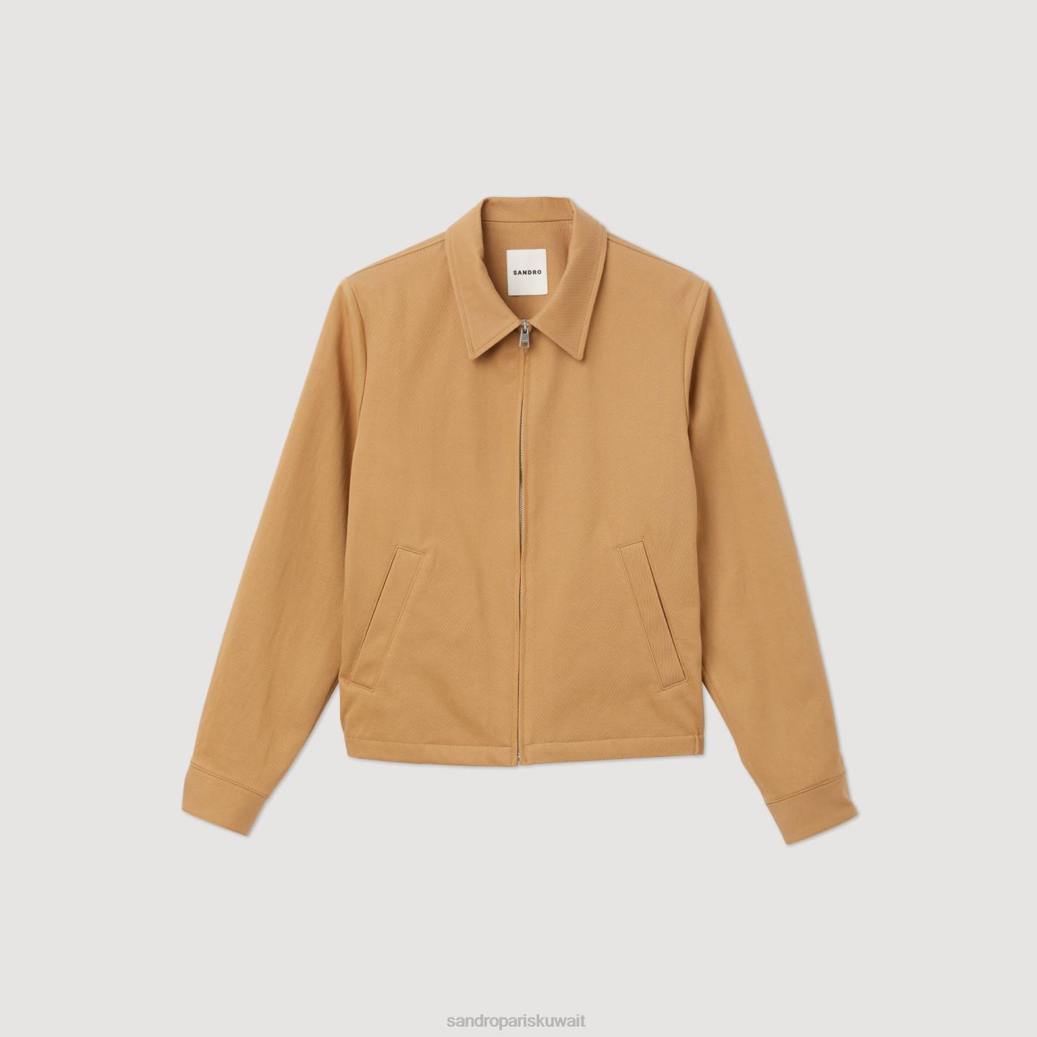 ثياب Sandro Paris سترة قطنية اللون البيج رجال ZJ00601
