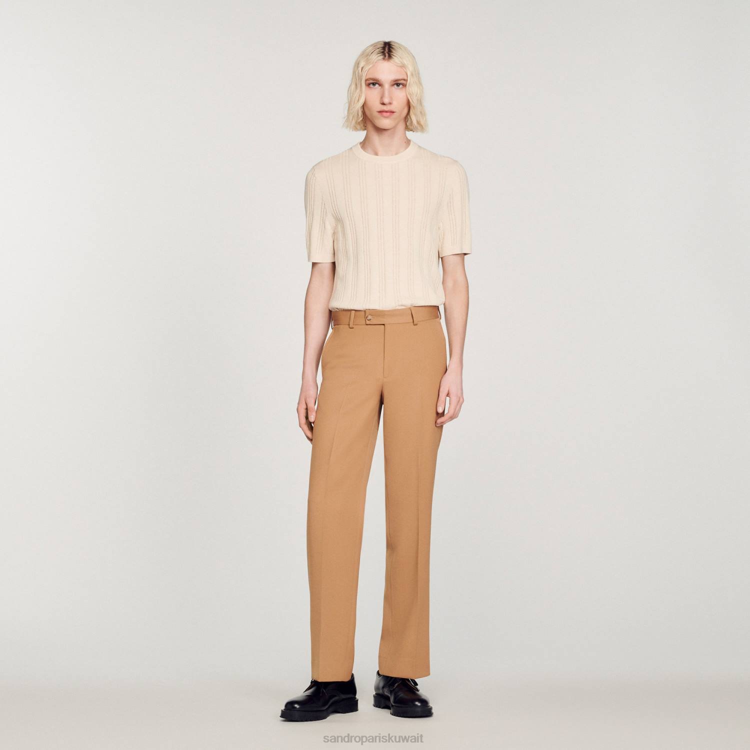 ثياب Sandro Paris بنطال من مزيج الصوف جمل رجال ZJ00603