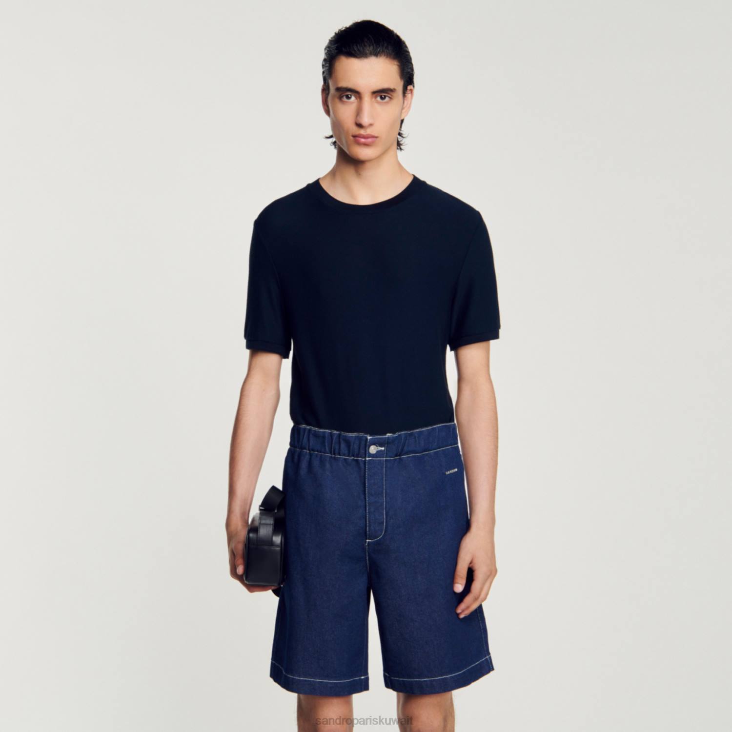 ثياب Sandro Paris شورت الدنيم الدنيم الخام رجال ZJ00604