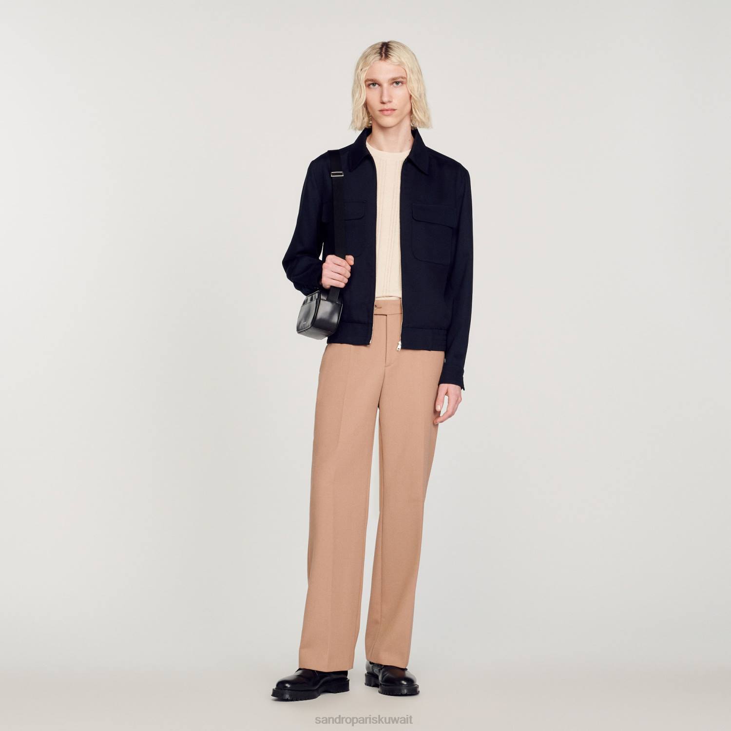 ثياب Sandro Paris سترة متدفقة الأزرق الداكن رجال ZJ00619